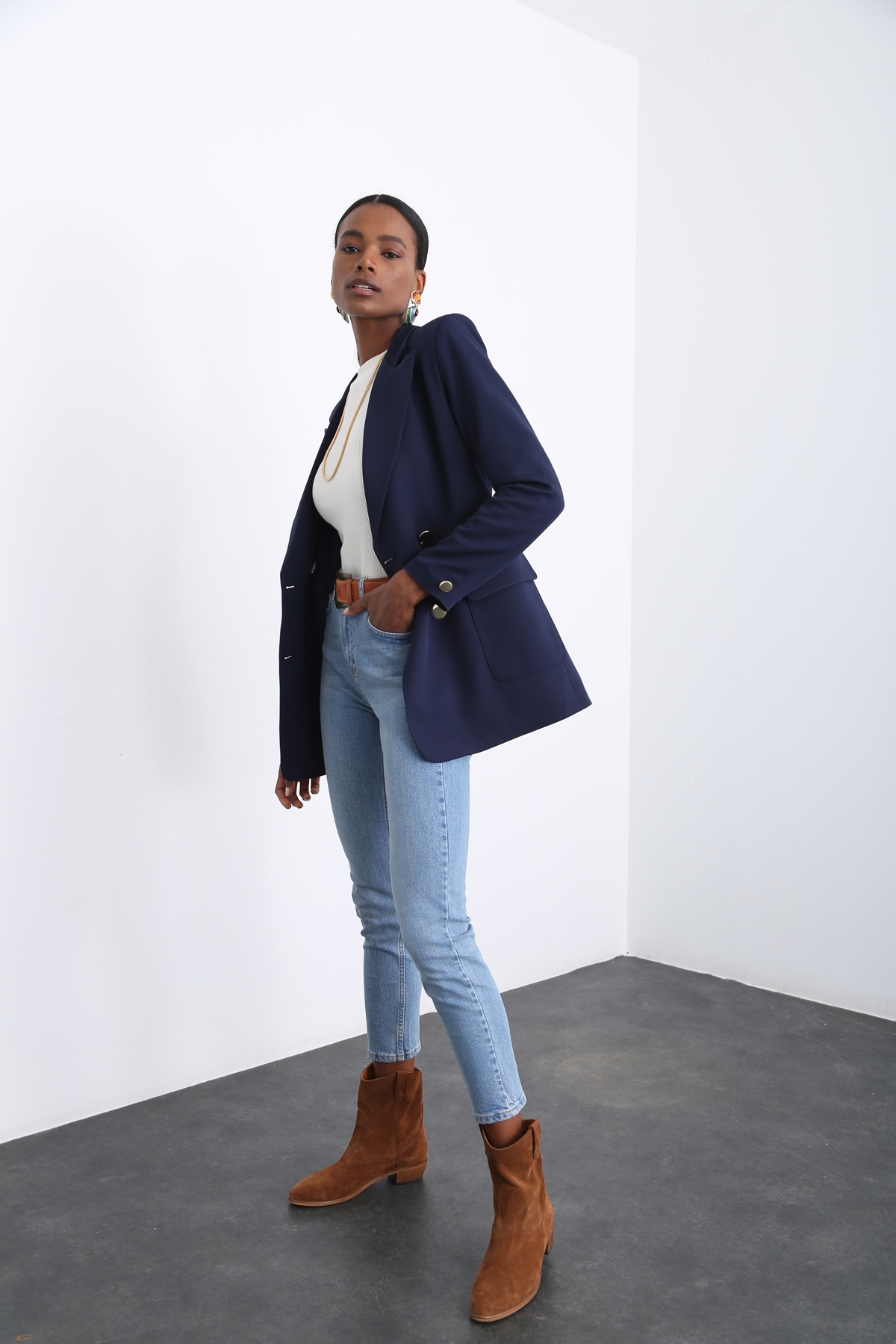 Lacivert Dört Düğme Blazer Ceket 3154
