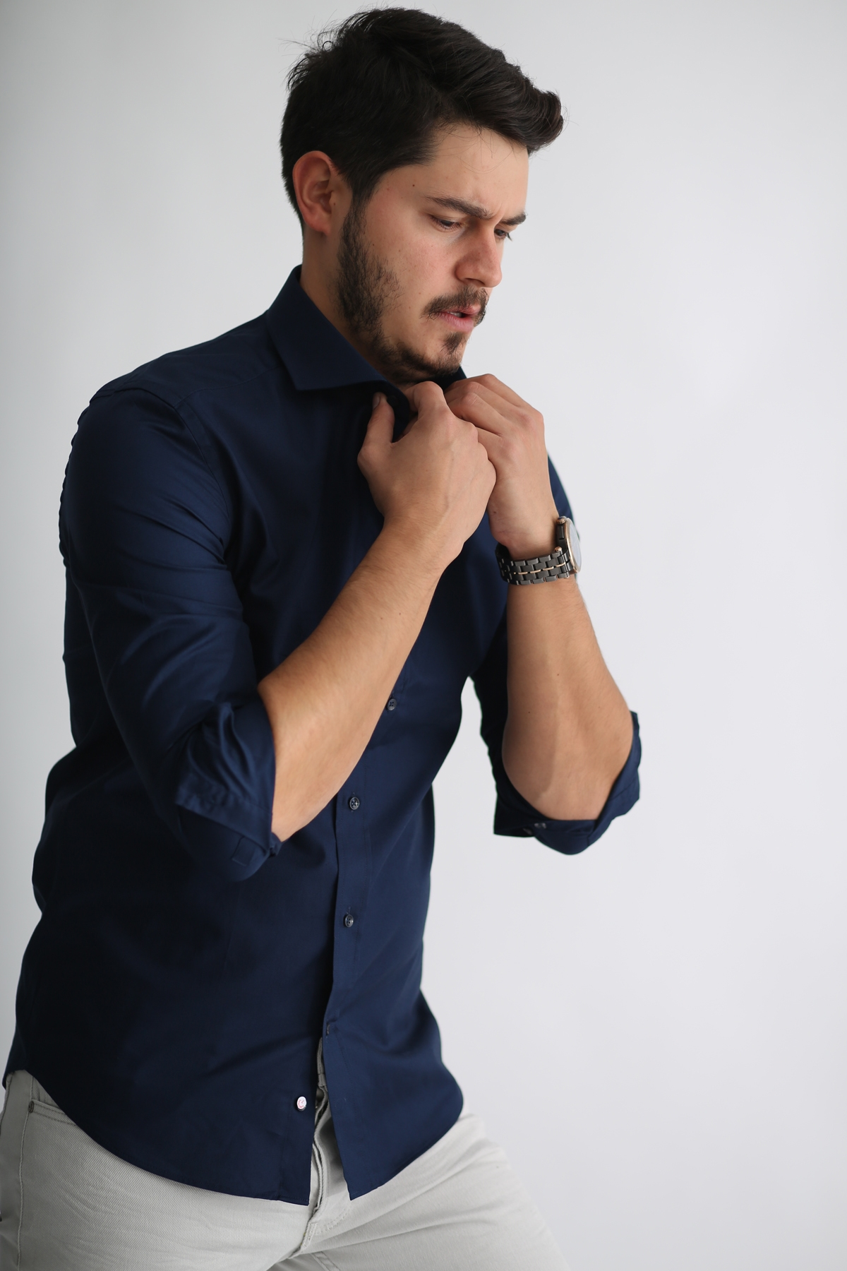 Lacivert Erkek Slim Fit Gömlek 465