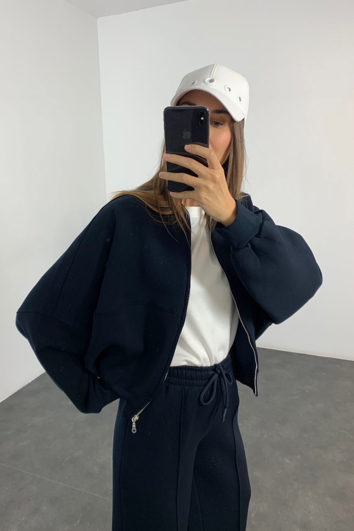Lacivert Fermuarlı Sweatshirt Eşofman Takım 98504