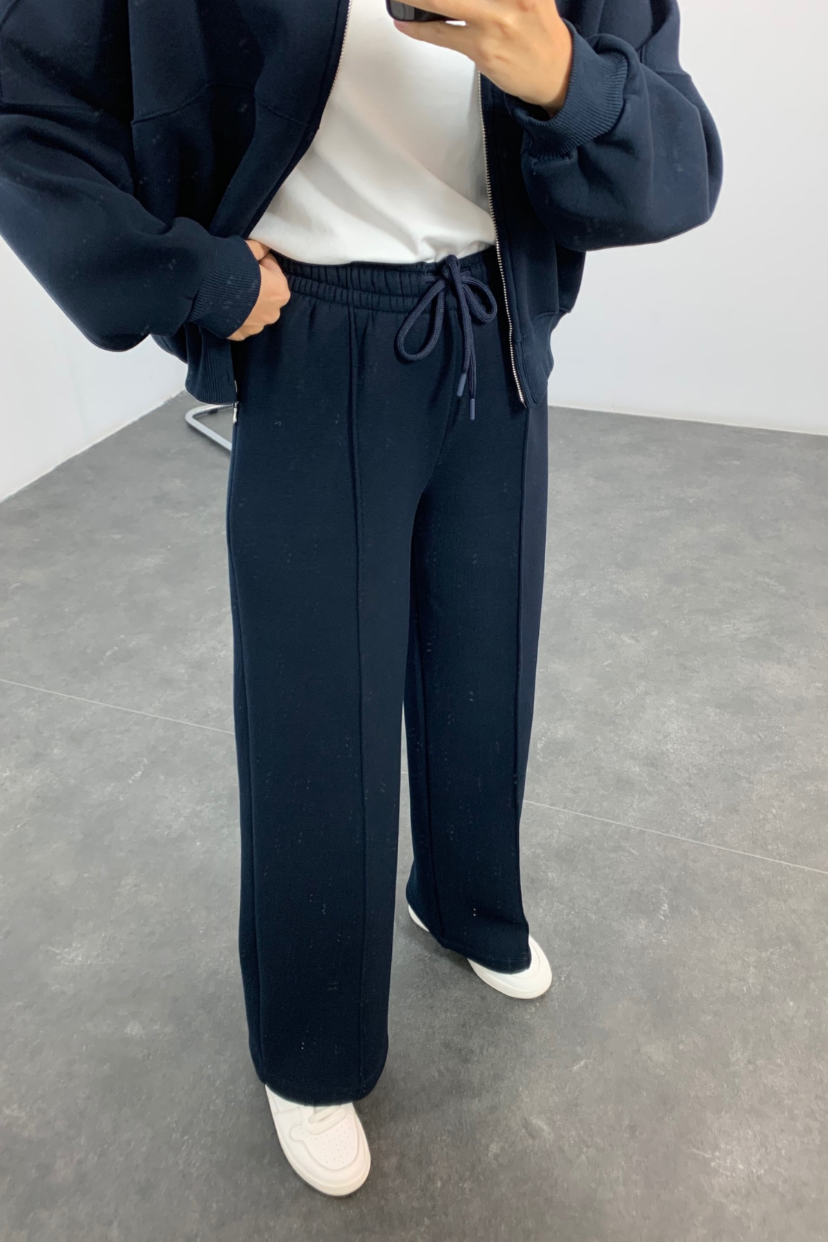 Lacivert Fermuarlı Sweatshirt Eşofman Takım 98504