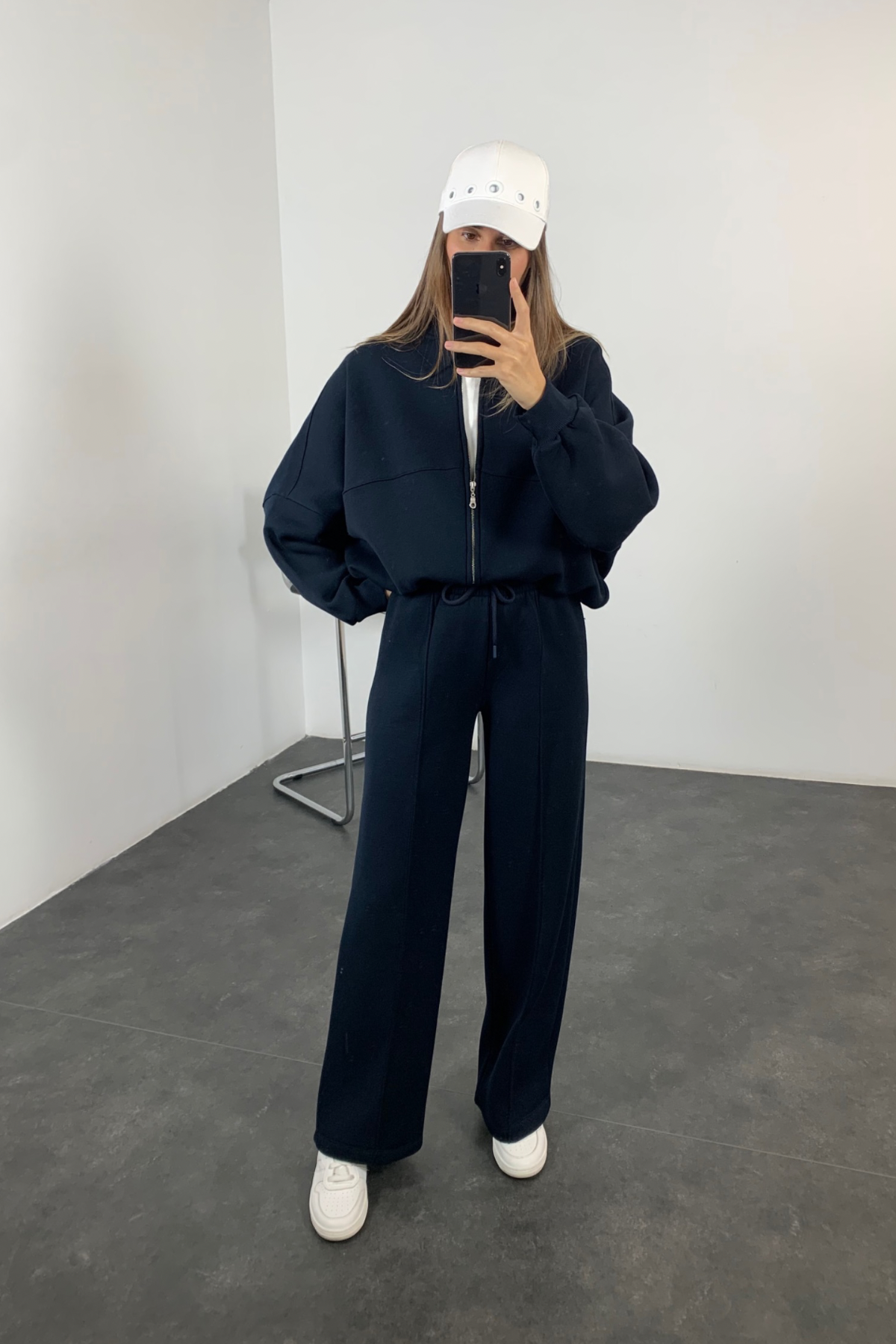Lacivert Fermuarlı Sweatshirt Eşofman Takım 98504