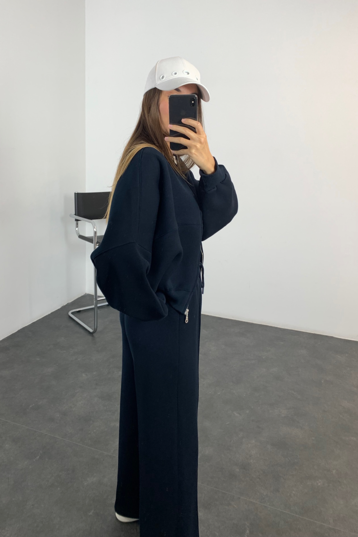 Lacivert Fermuarlı Sweatshirt Eşofman Takım 98504