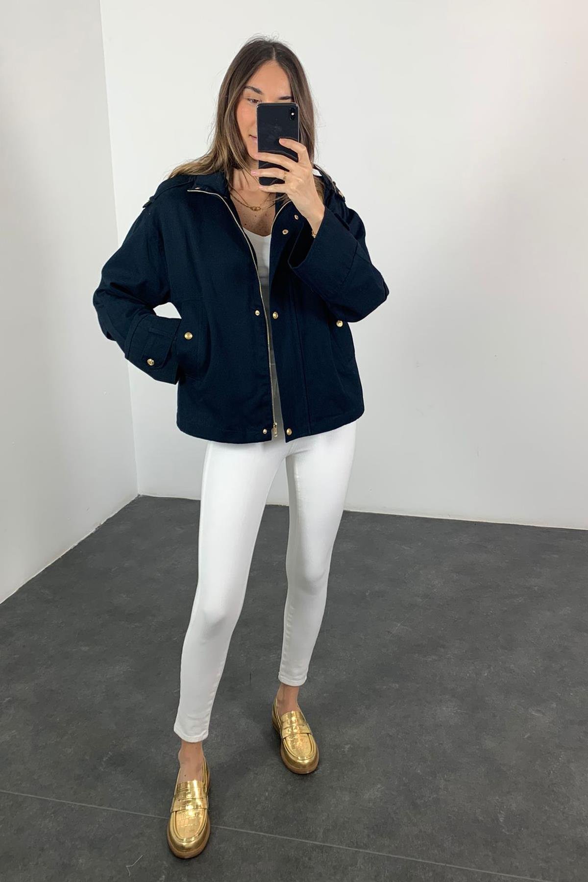 Lacivert Gold Düğme Detaylı Ceket 54318