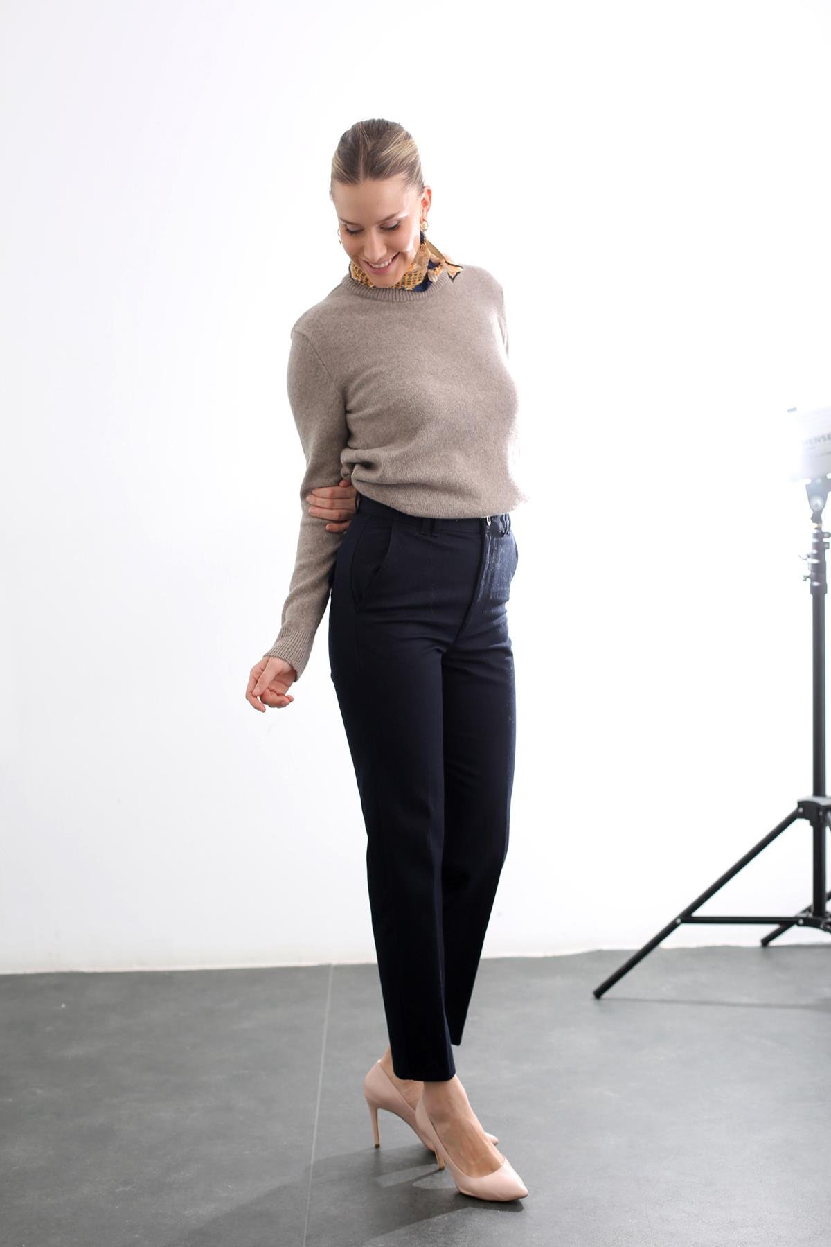 Lacivert Havuç Chino Pantolon 