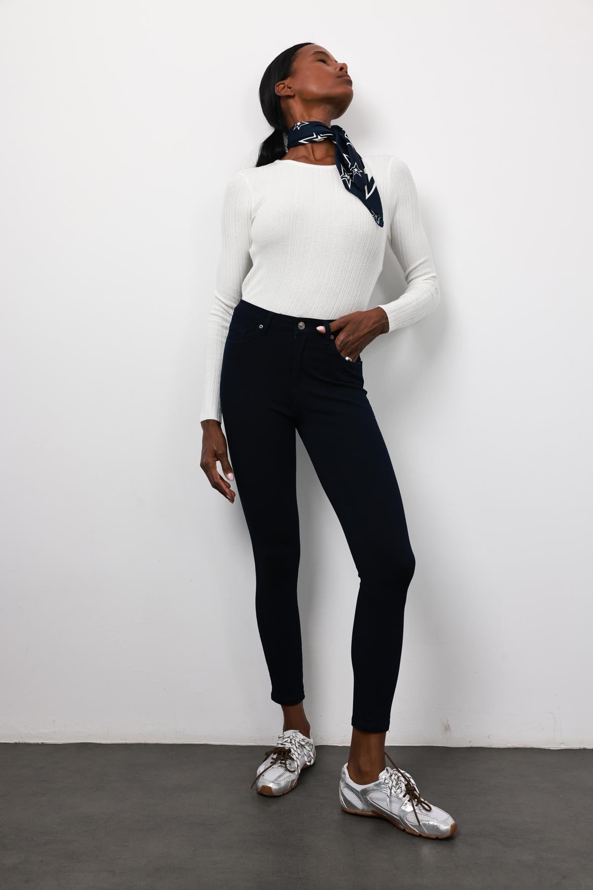 Lacivert İthal Full Likra Toparlayan Skinny Jean 7277