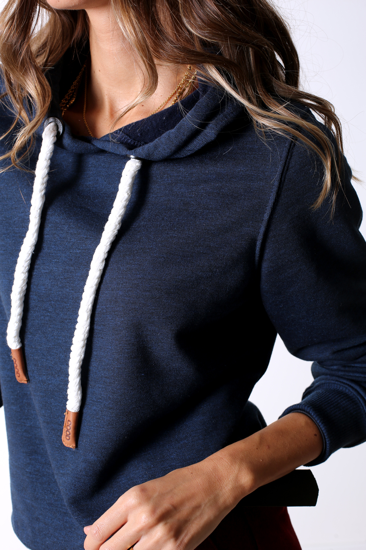Lacivert Kalın Bağcıklı Kapşonlu Sweatshirt