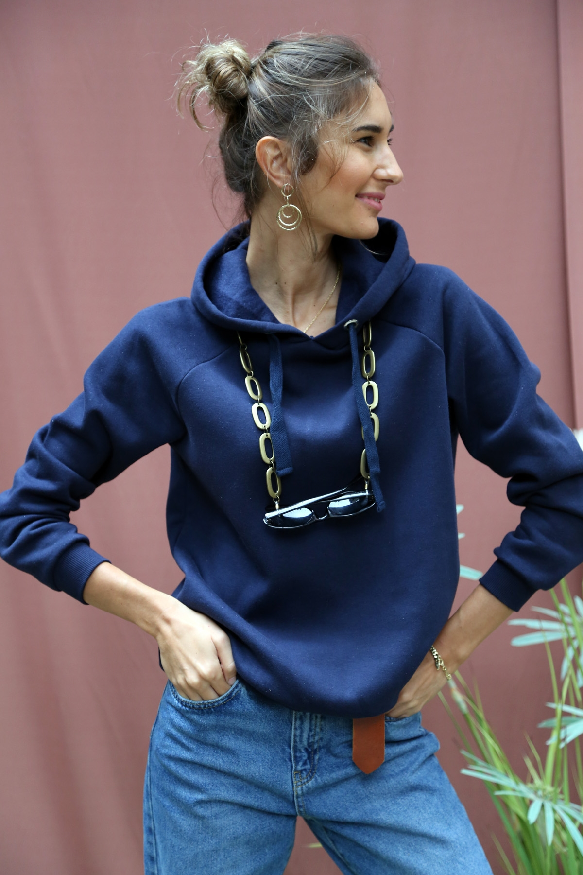 Lacivert Kapşonlu Sweatshirt