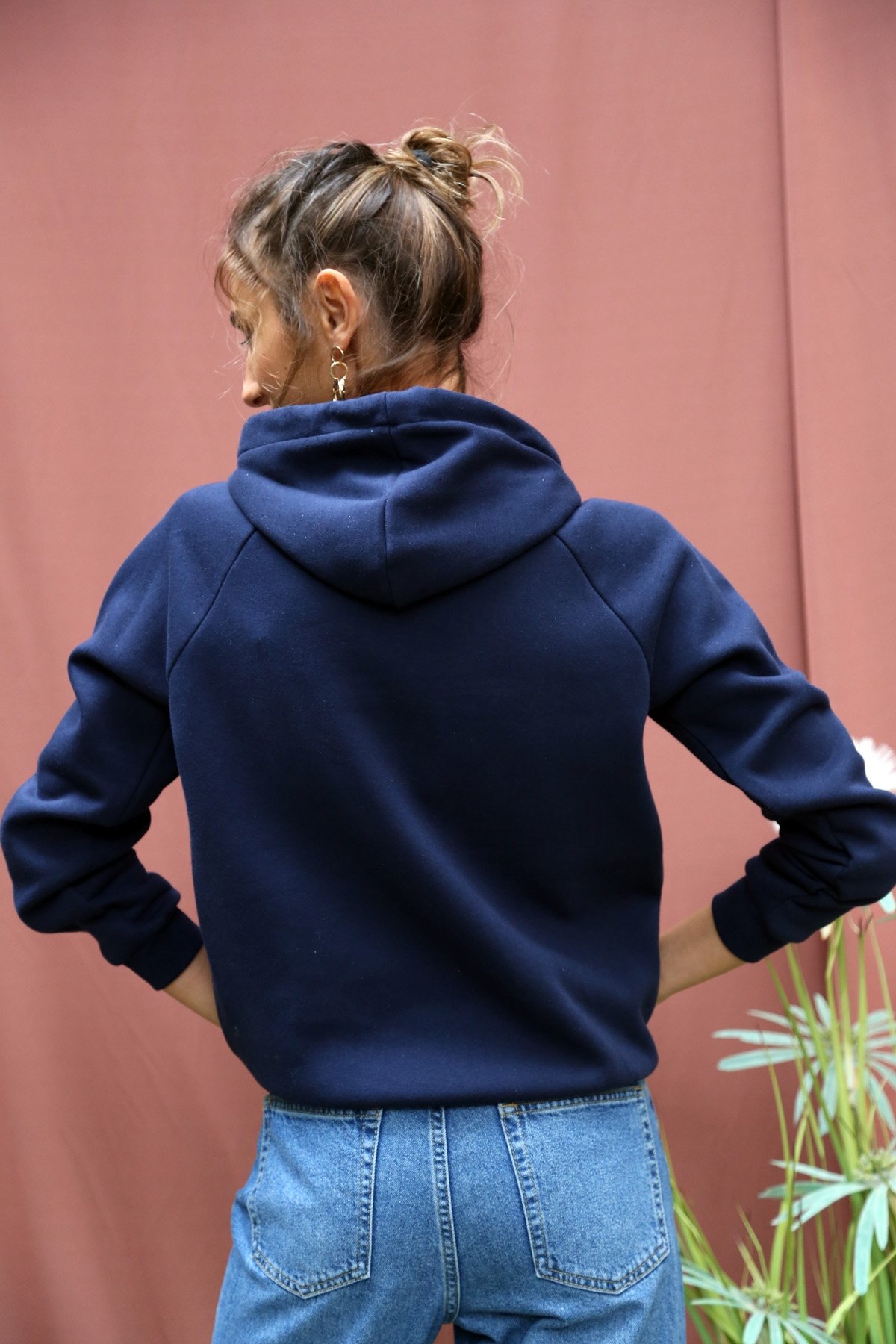Lacivert Kapşonlu Sweatshirt