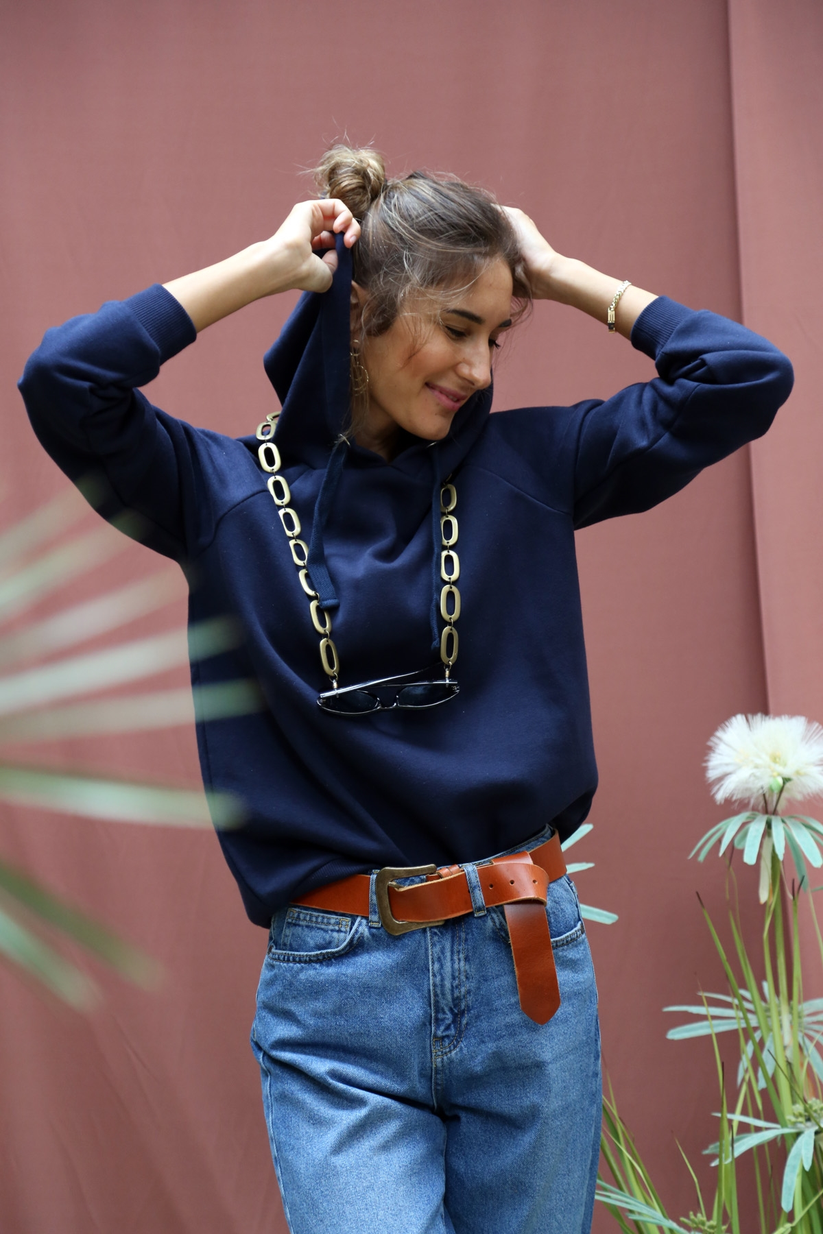 Lacivert Kapşonlu Sweatshirt