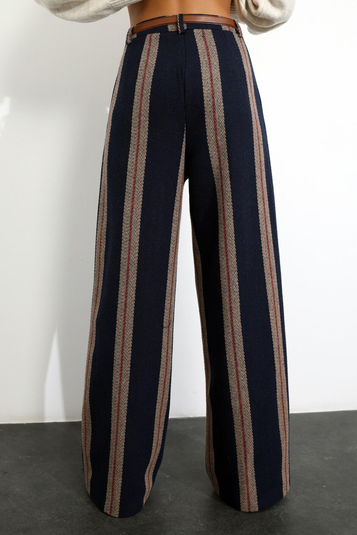 Lacivert Kemerli Kaşe Pantolon 71195