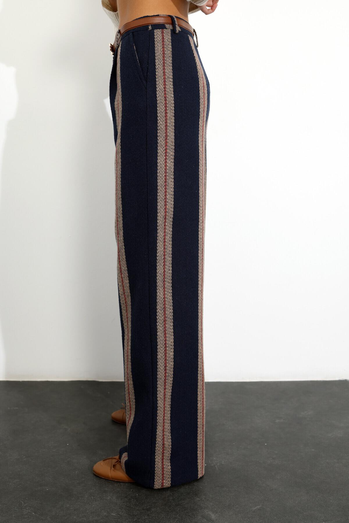 Lacivert Kemerli Kaşe Pantolon 71195