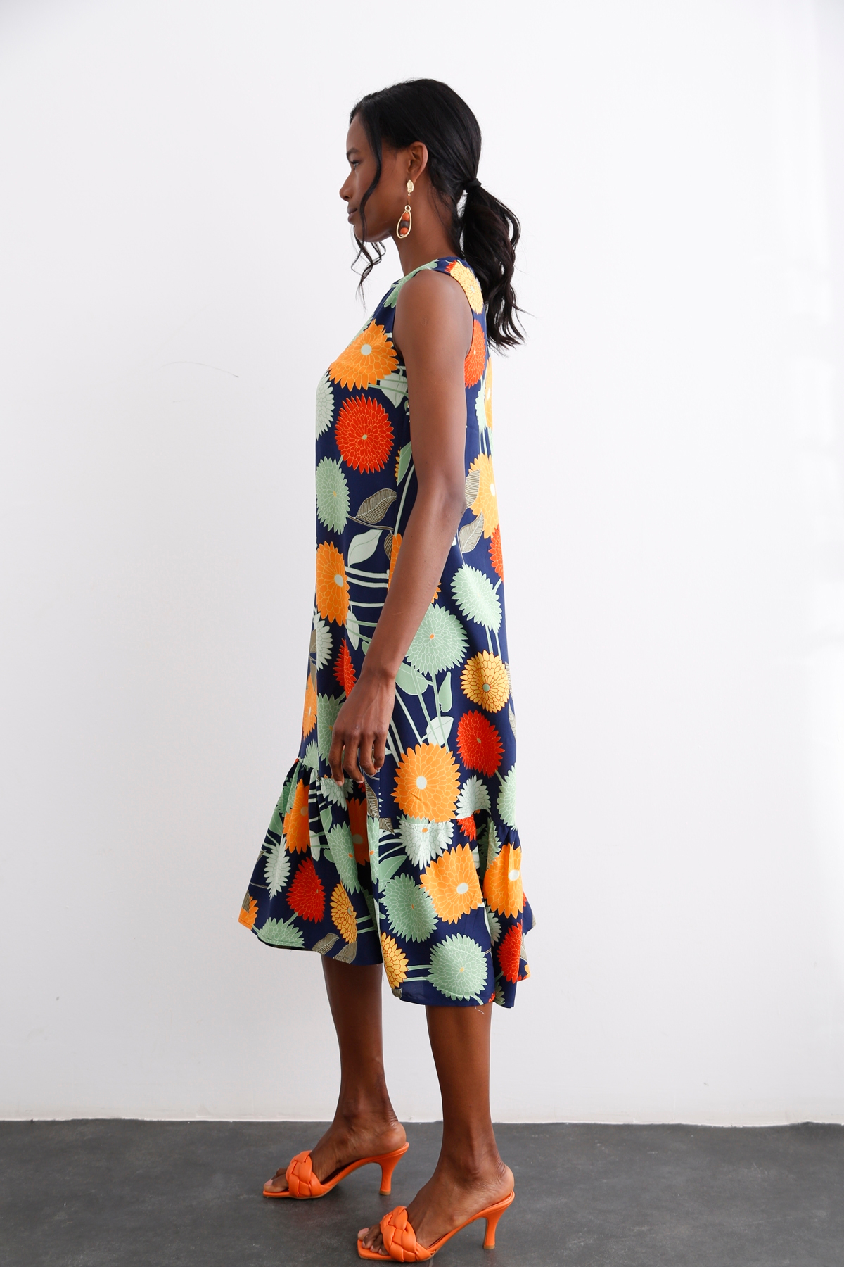 Lacivert Kolsuz Salaş Elbise 3453