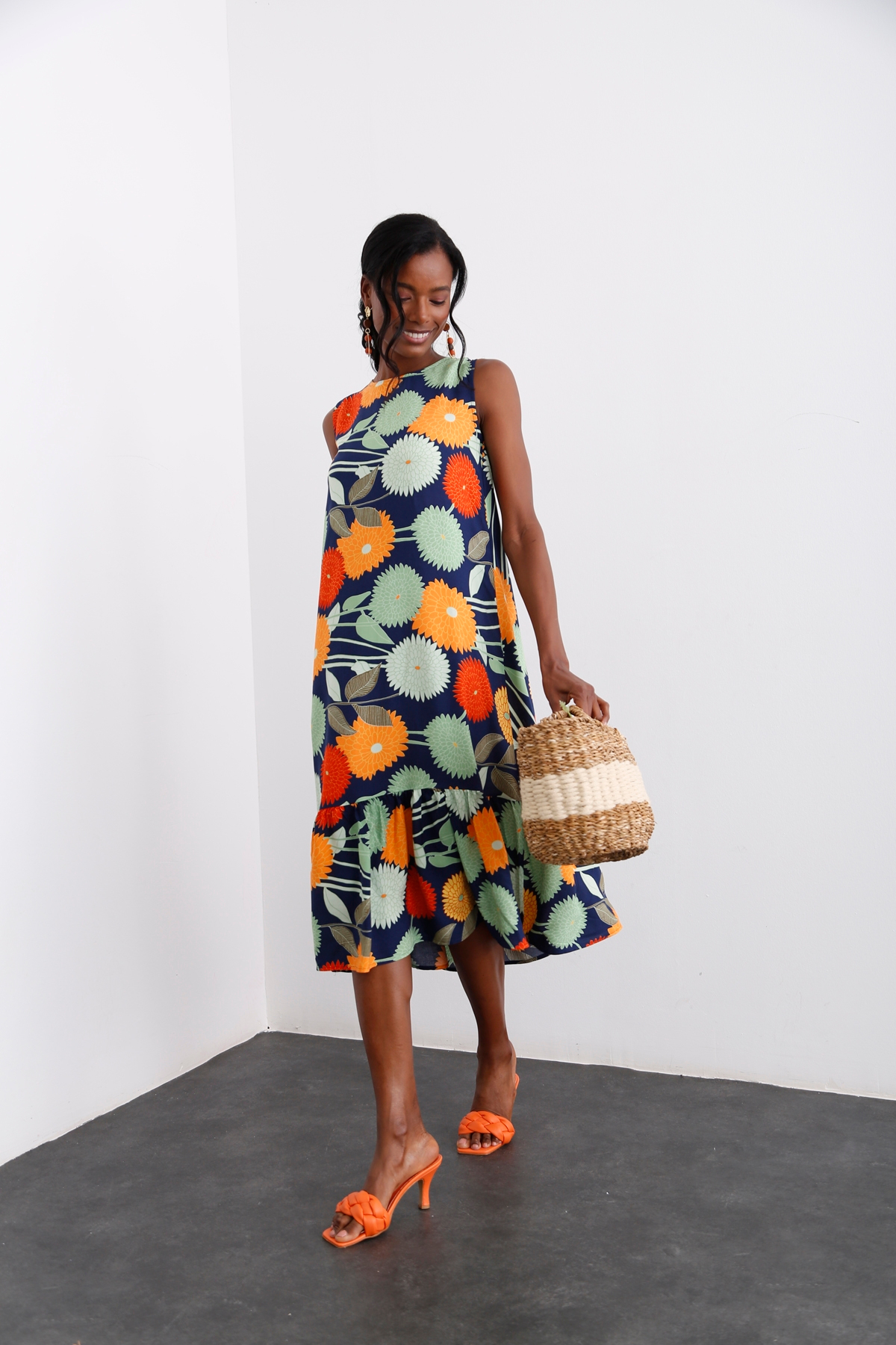 Lacivert Kolsuz Salaş Elbise 3453