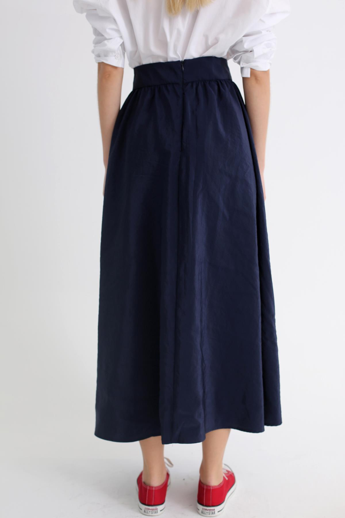 Lacivert Maxi Boy Kloş  Etek 003340