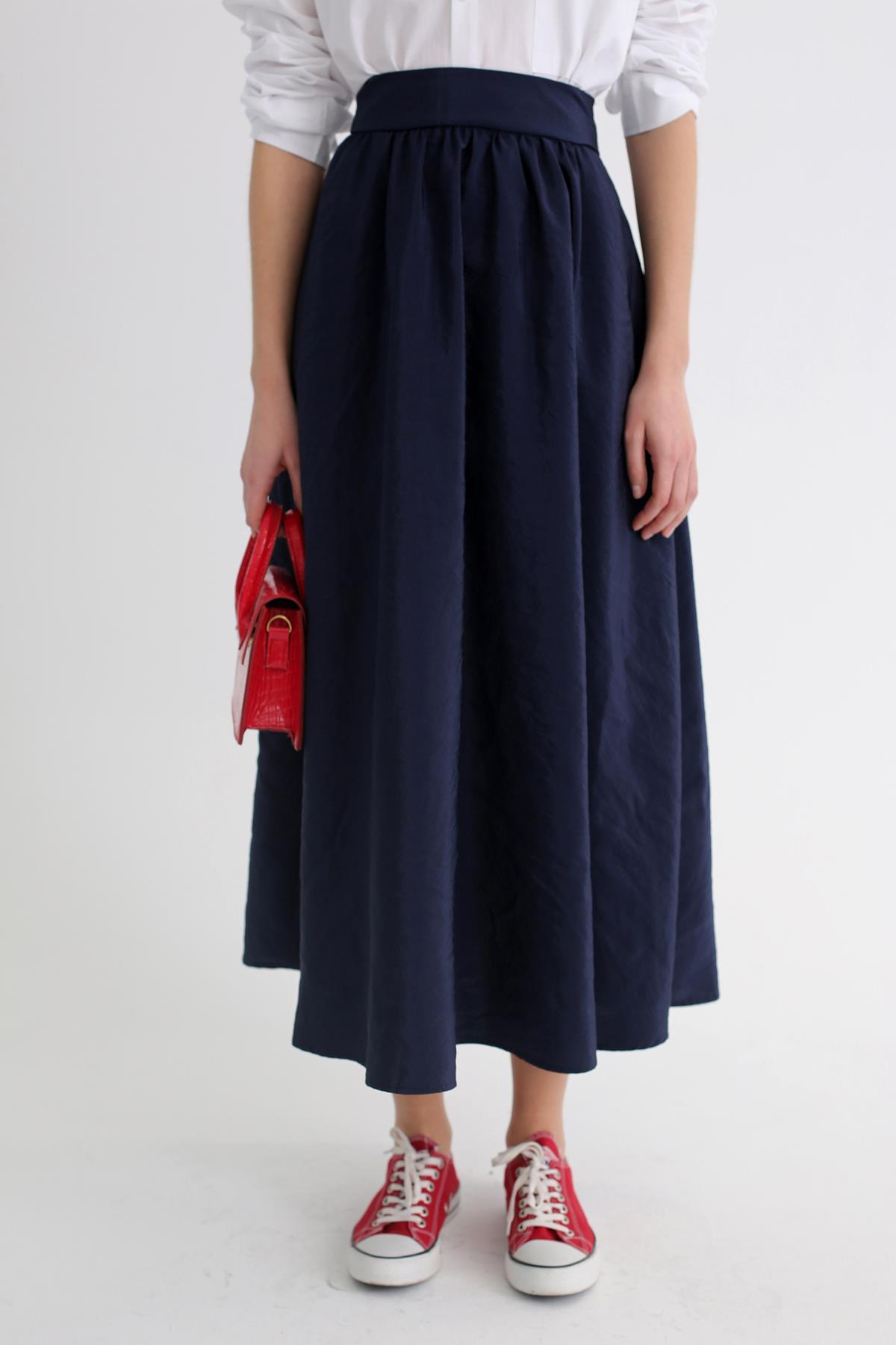 Lacivert Maxi Boy Kloş  Etek 003340