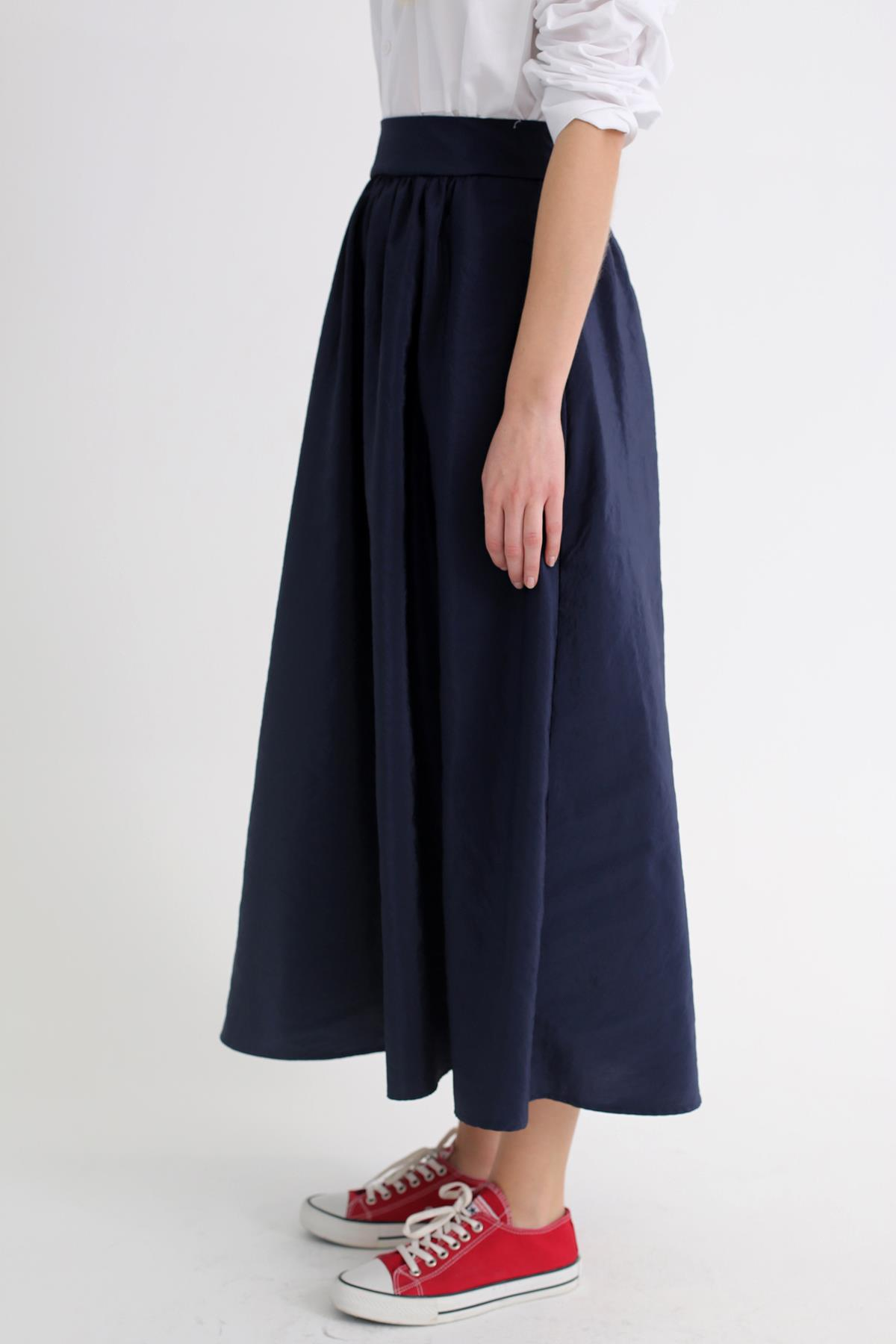 Lacivert Maxi Boy Kloş  Etek 003340