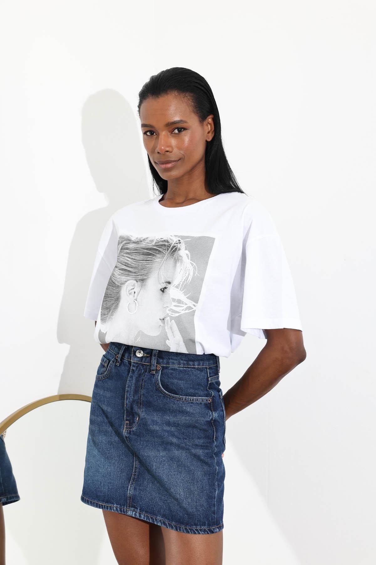 Lacivert Mini Denim Etek 