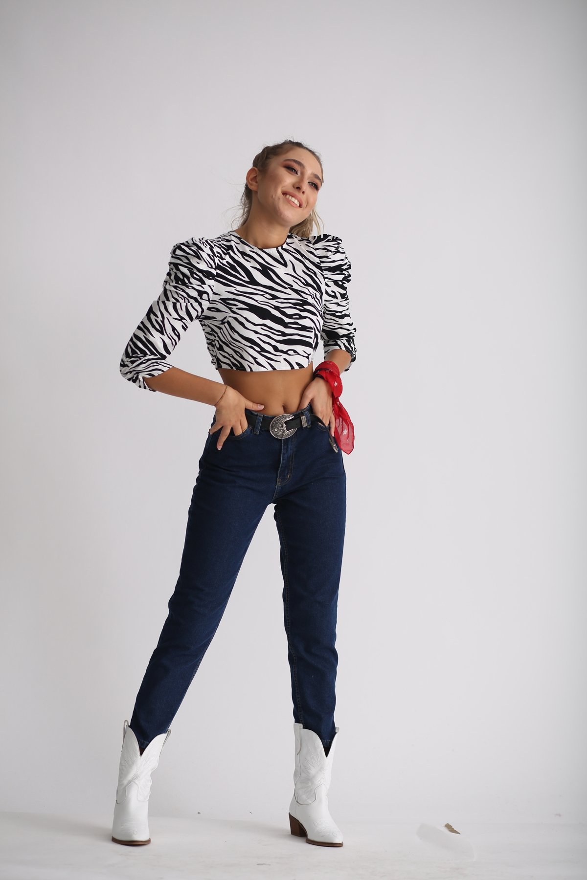 Lacivert Mom Jean Pantolon 