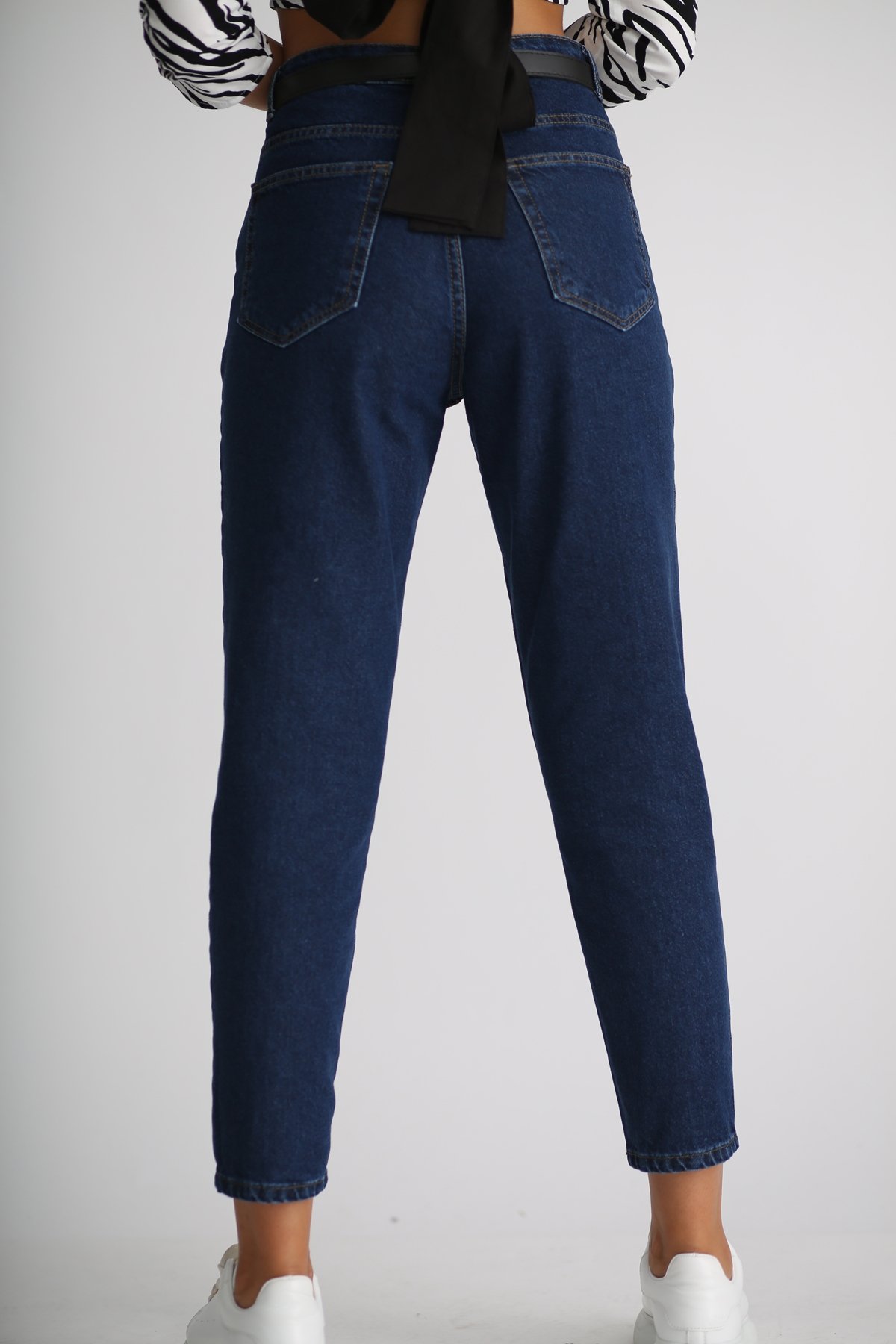 Lacivert Mom Jean Pantolon 