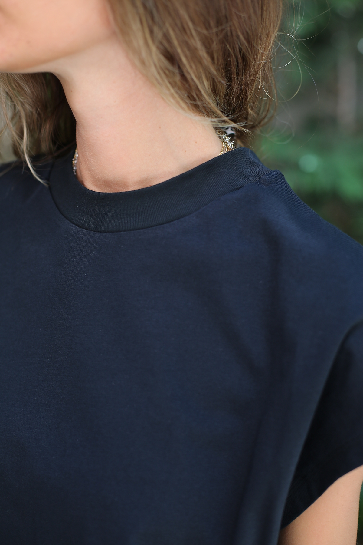 Lacivert Organik Dik Yaka Tshirt