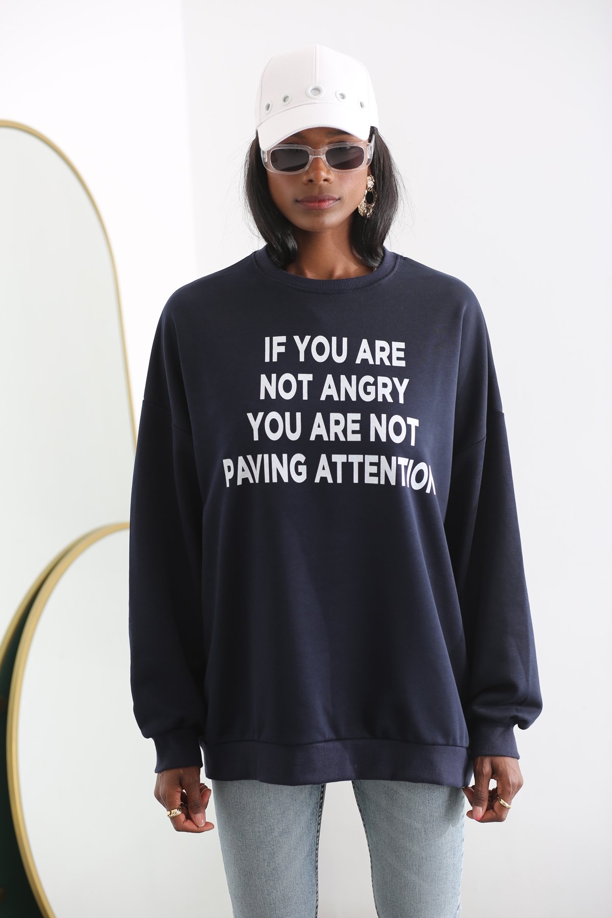 Lacivert Oversize Sweatshirt 