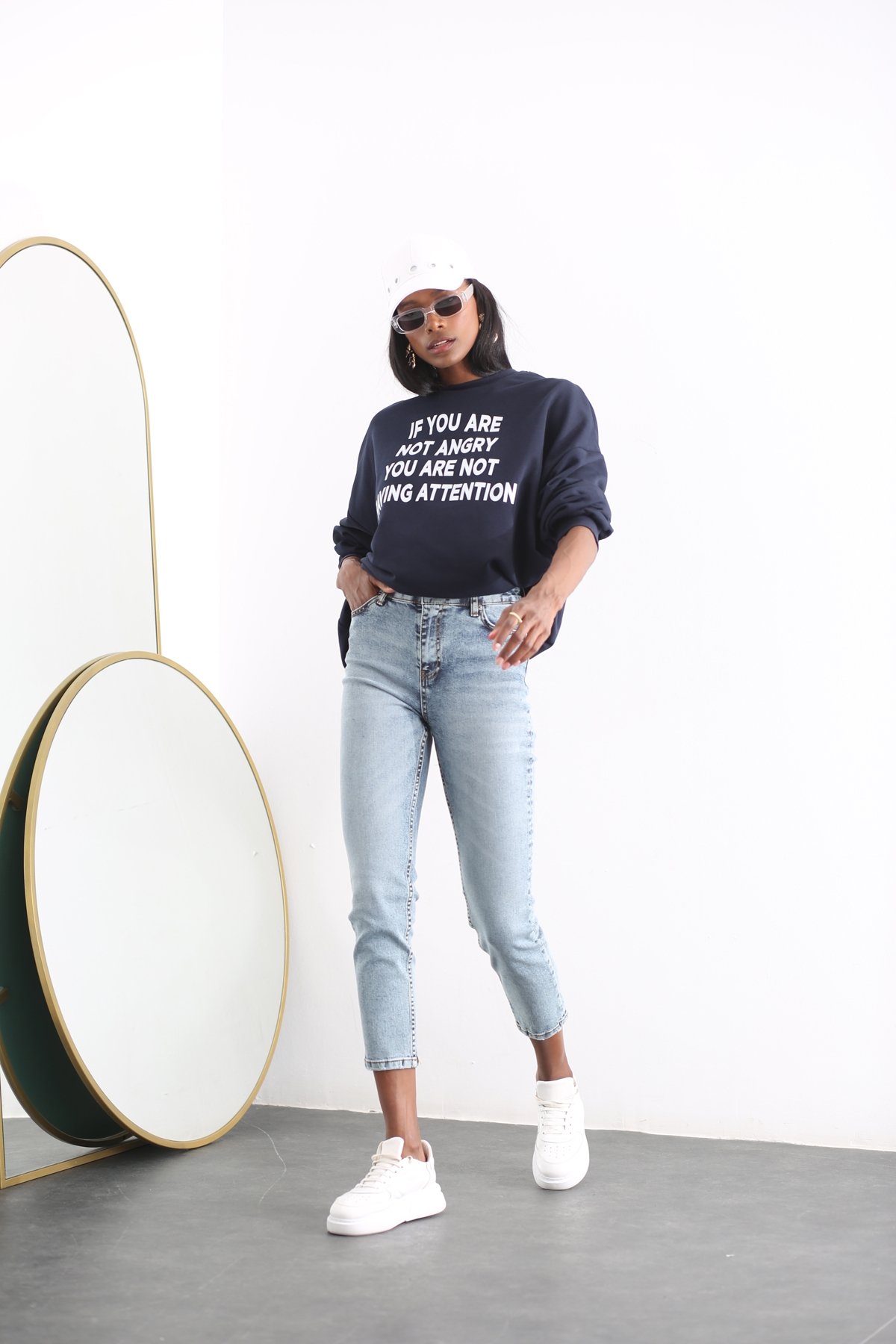 Lacivert Oversize Sweatshirt 