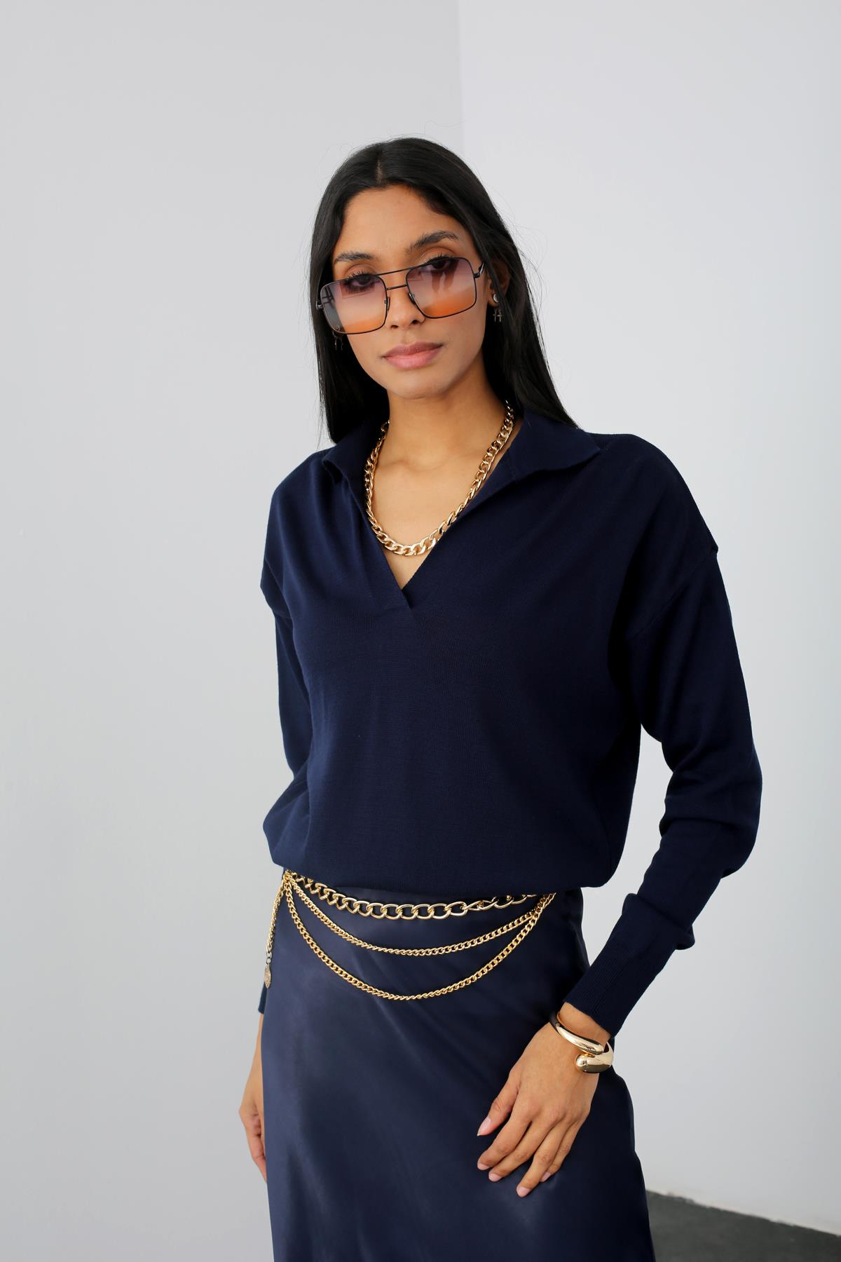 Lacivert Polo Yaka Triko 210239