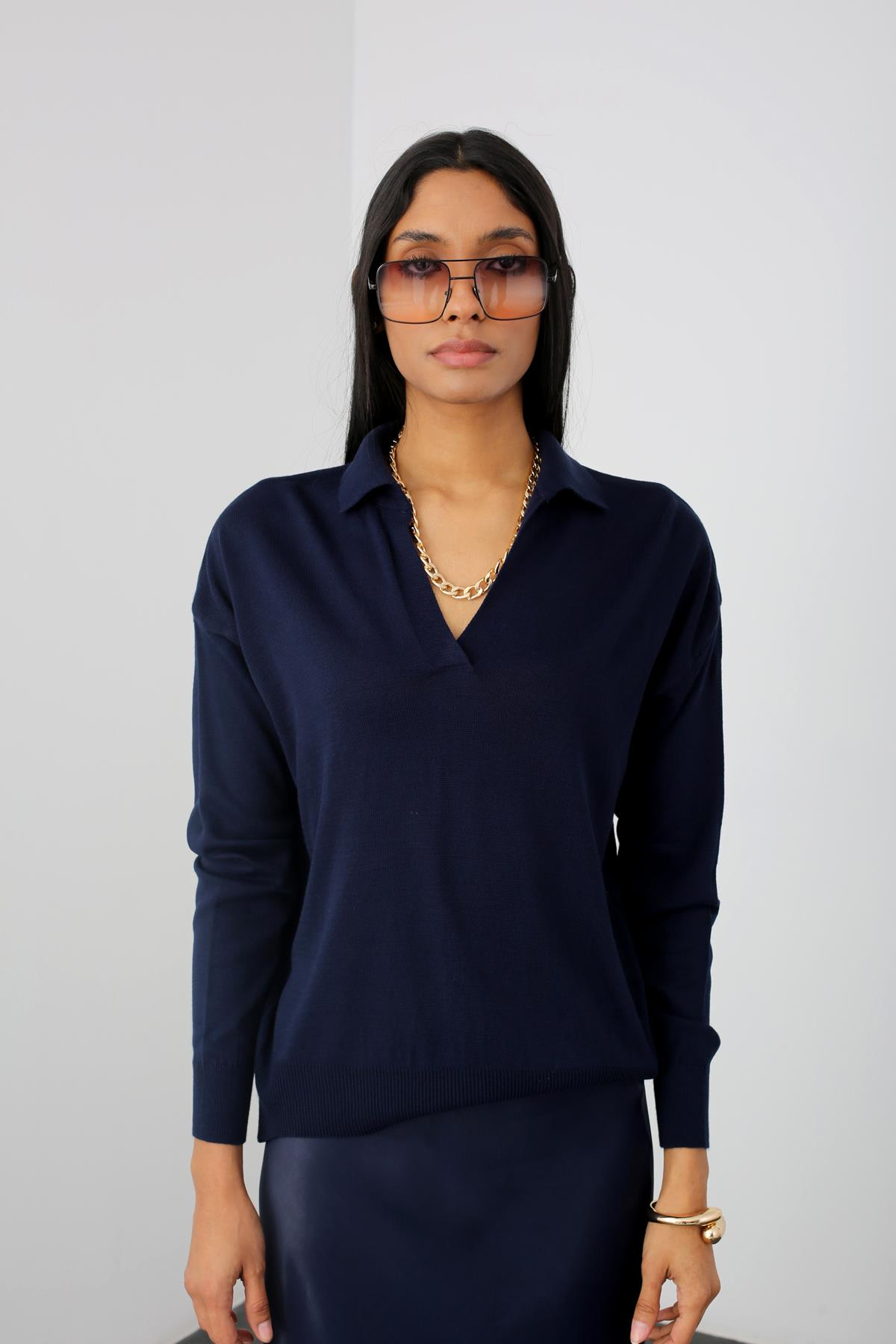 Lacivert Polo Yaka Triko 210239
