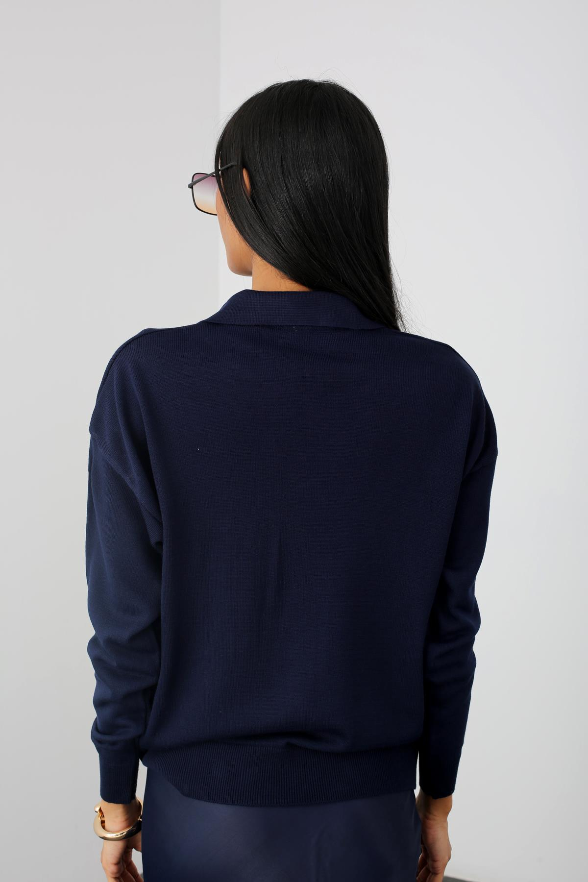 Lacivert Polo Yaka Triko 210239