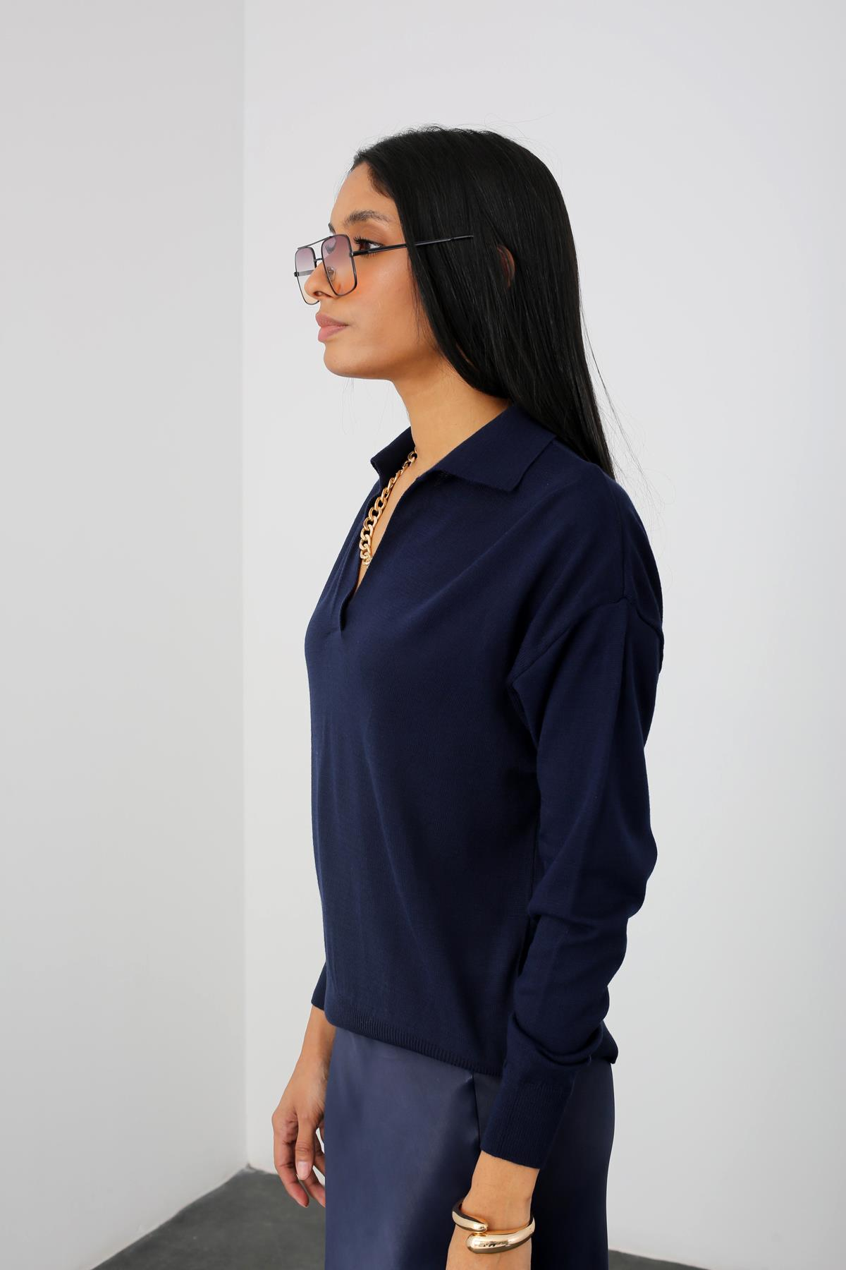 Lacivert Polo Yaka Triko 210239