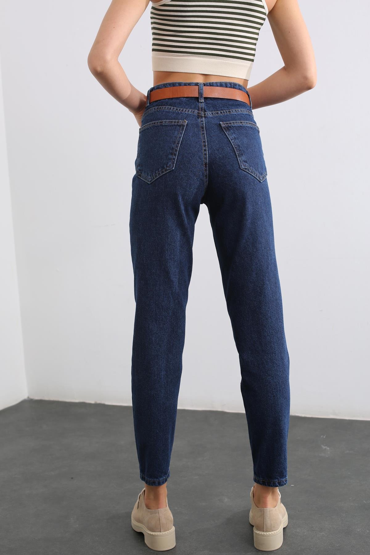 Lacivert Ultra Yüksek Bel Mom Jean 