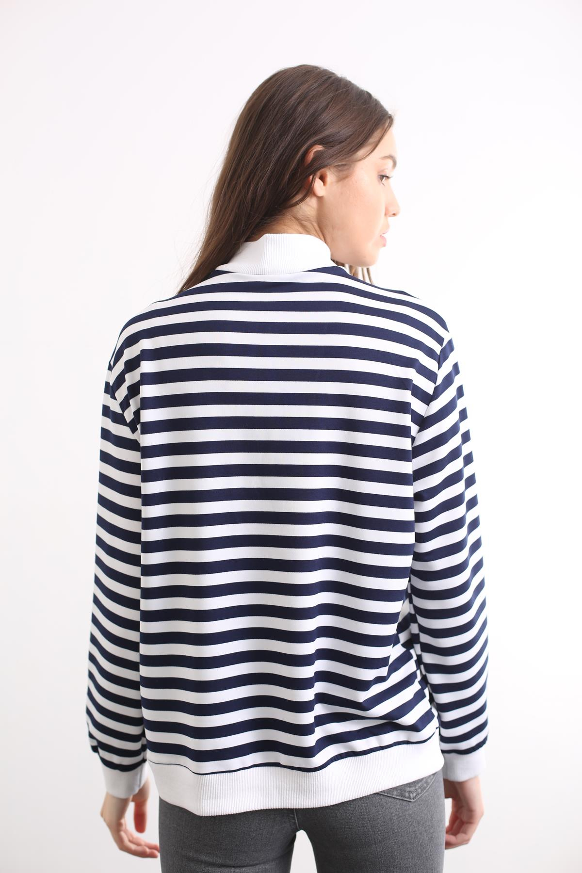 Lacivert Yarım Fermuarlı Sweatshirt 230033