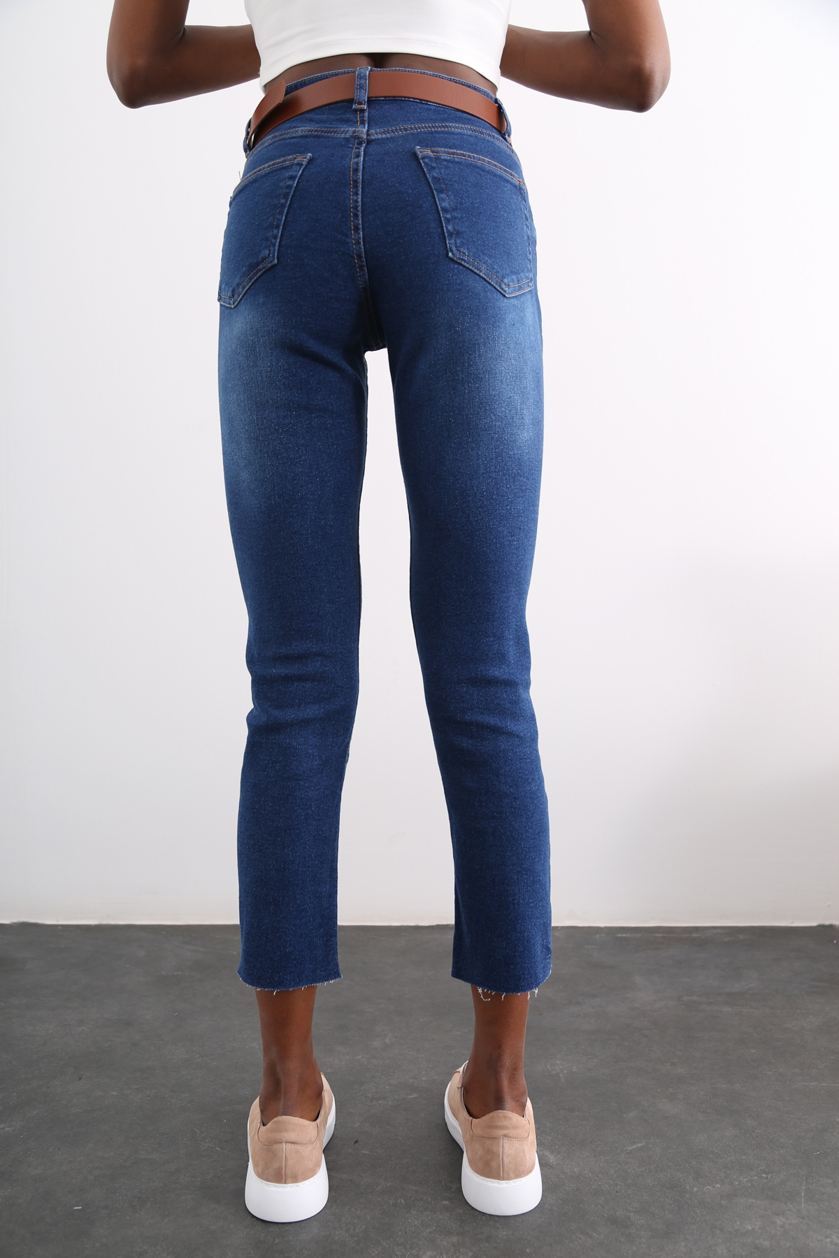 Lacivert Yüksek Bel Boyfit Jean 