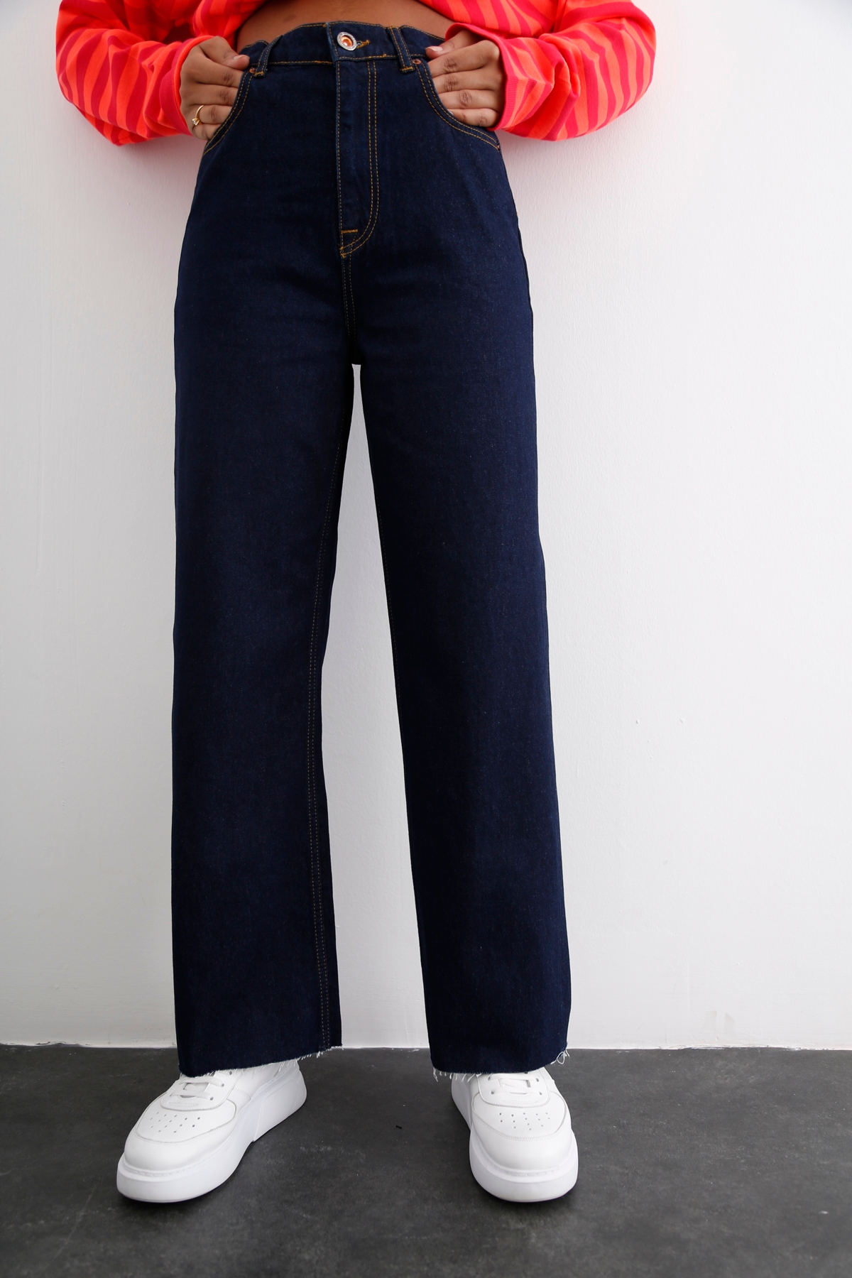 Lacivert Yüksek Bel Culotte Jean 