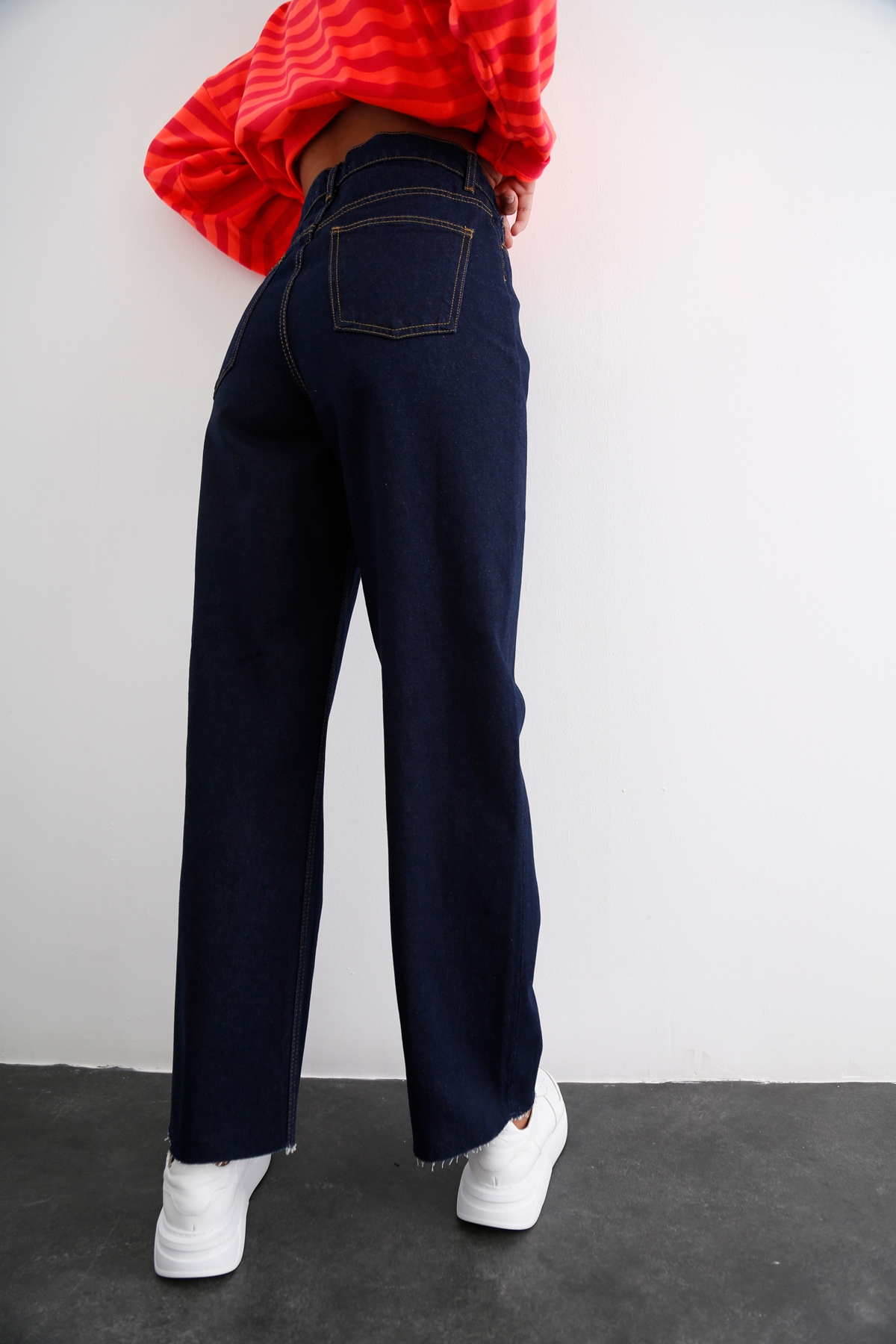 Lacivert Yüksek Bel Culotte Jean 