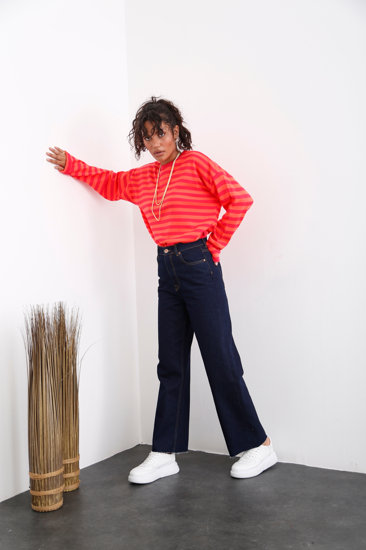 Lacivert Yüksek Bel Culotte Jean 