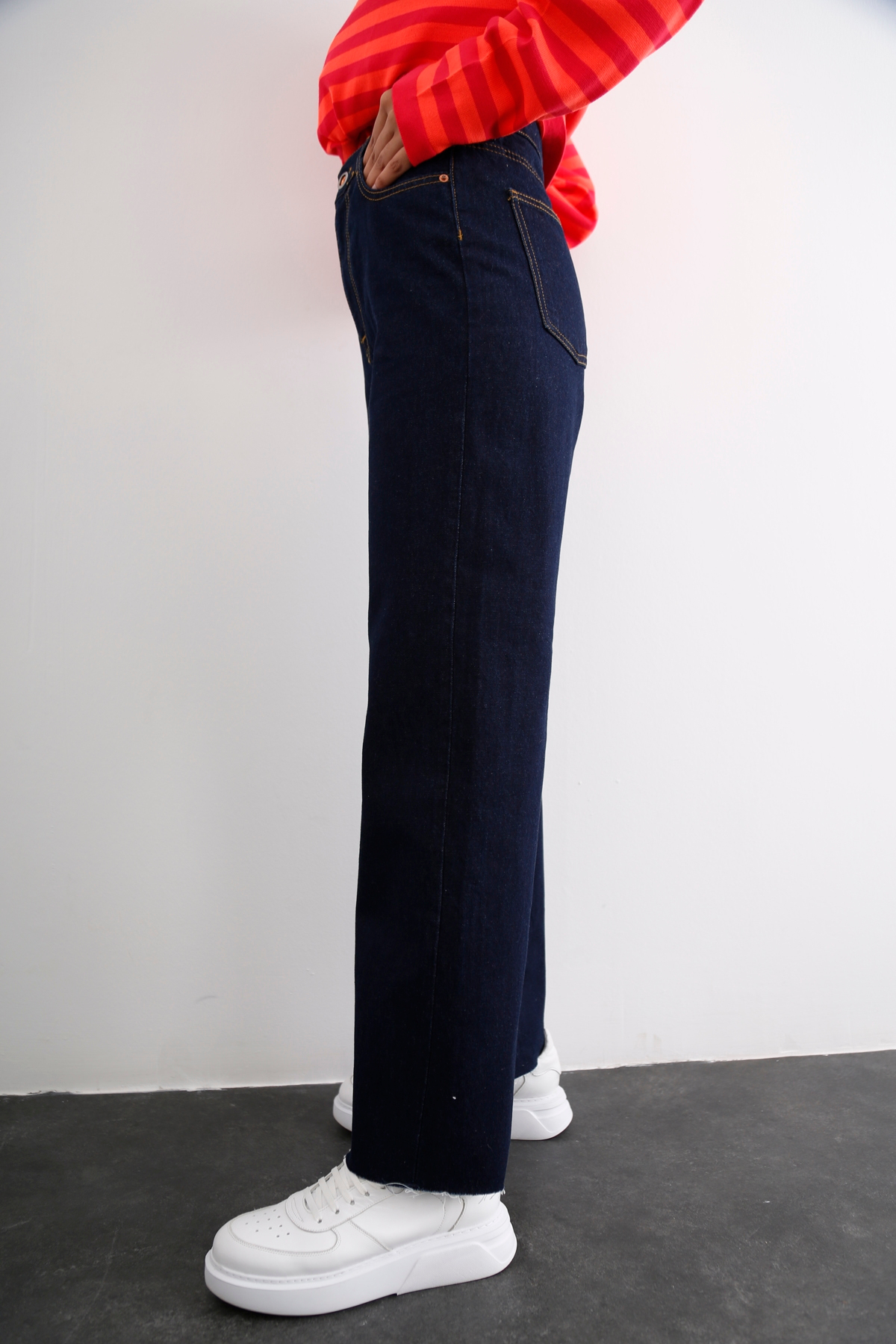 Lacivert Yüksek Bel Culotte Jean 