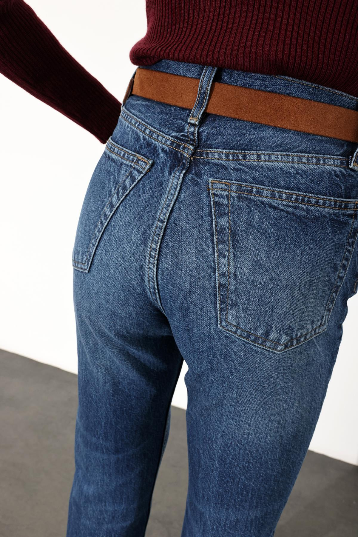 Lacivert Yüksek Bel Mom Jean 