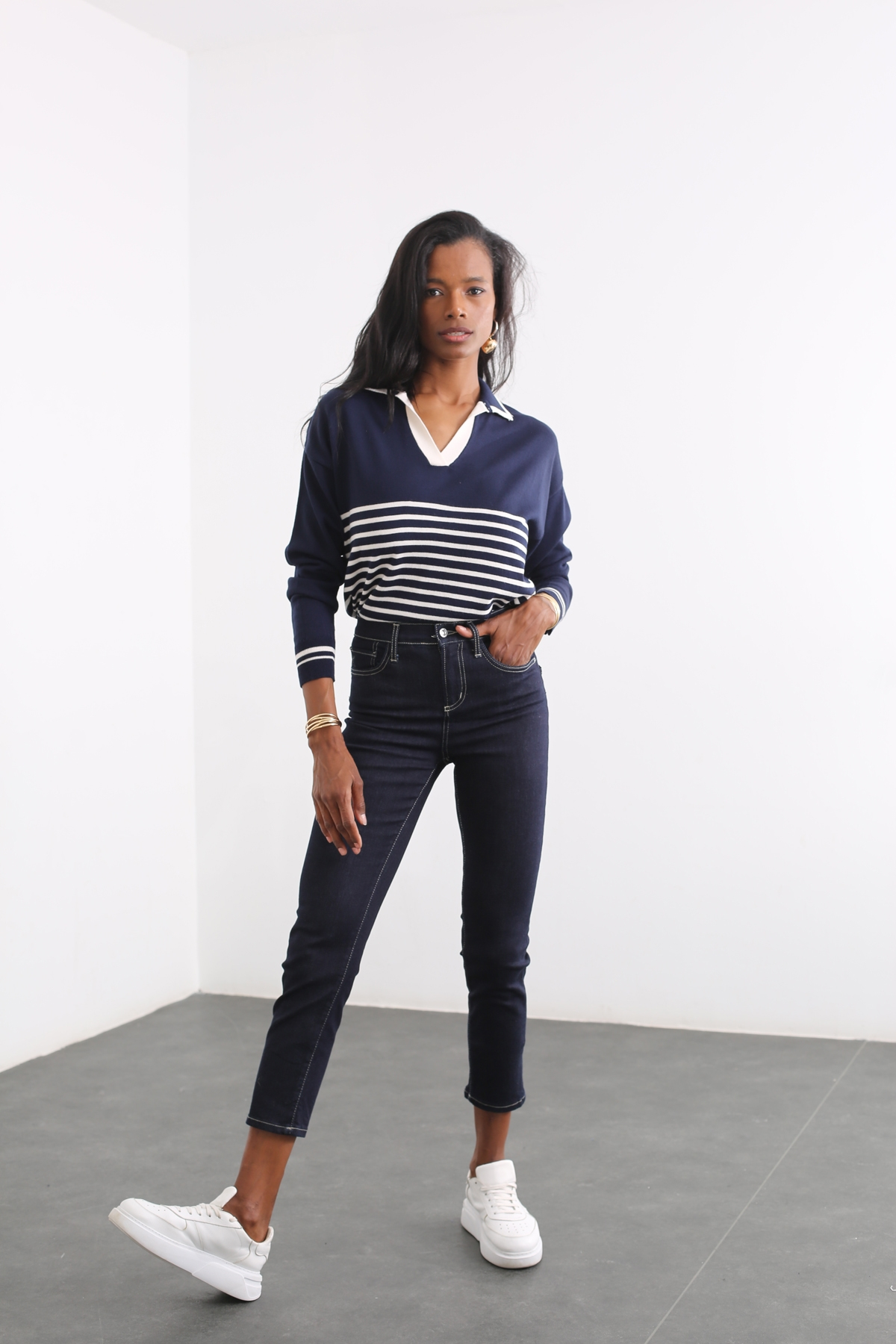 Lacivert Yüksek Bel Skinny Jean 