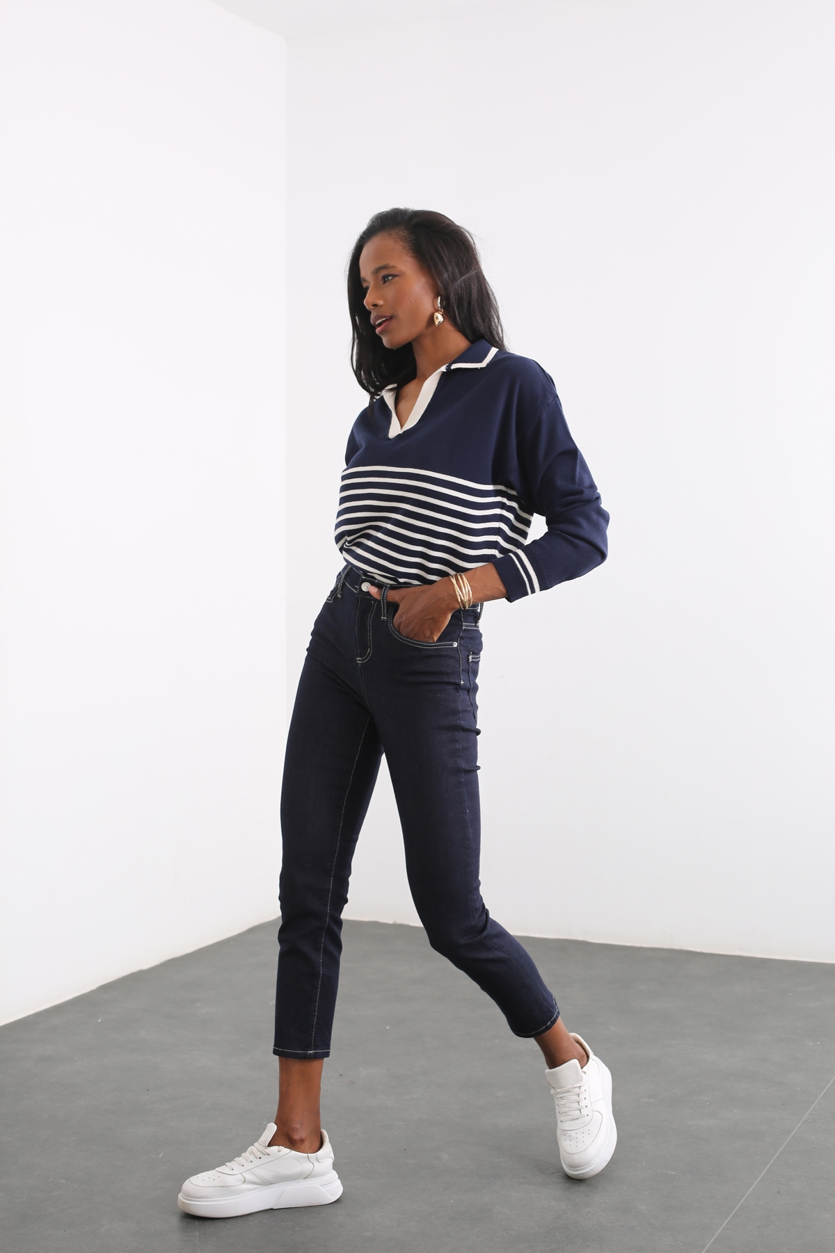 Lacivert Yüksek Bel Skinny Jean 