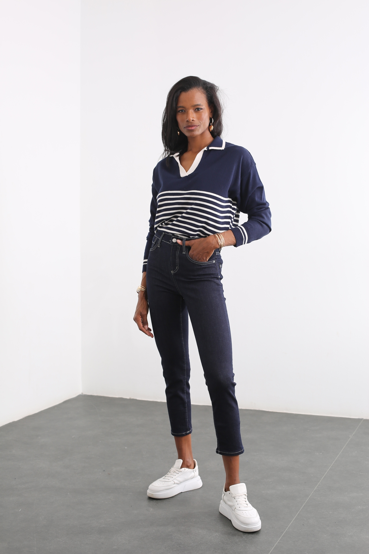 Lacivert Yüksek Bel Skinny Jean 