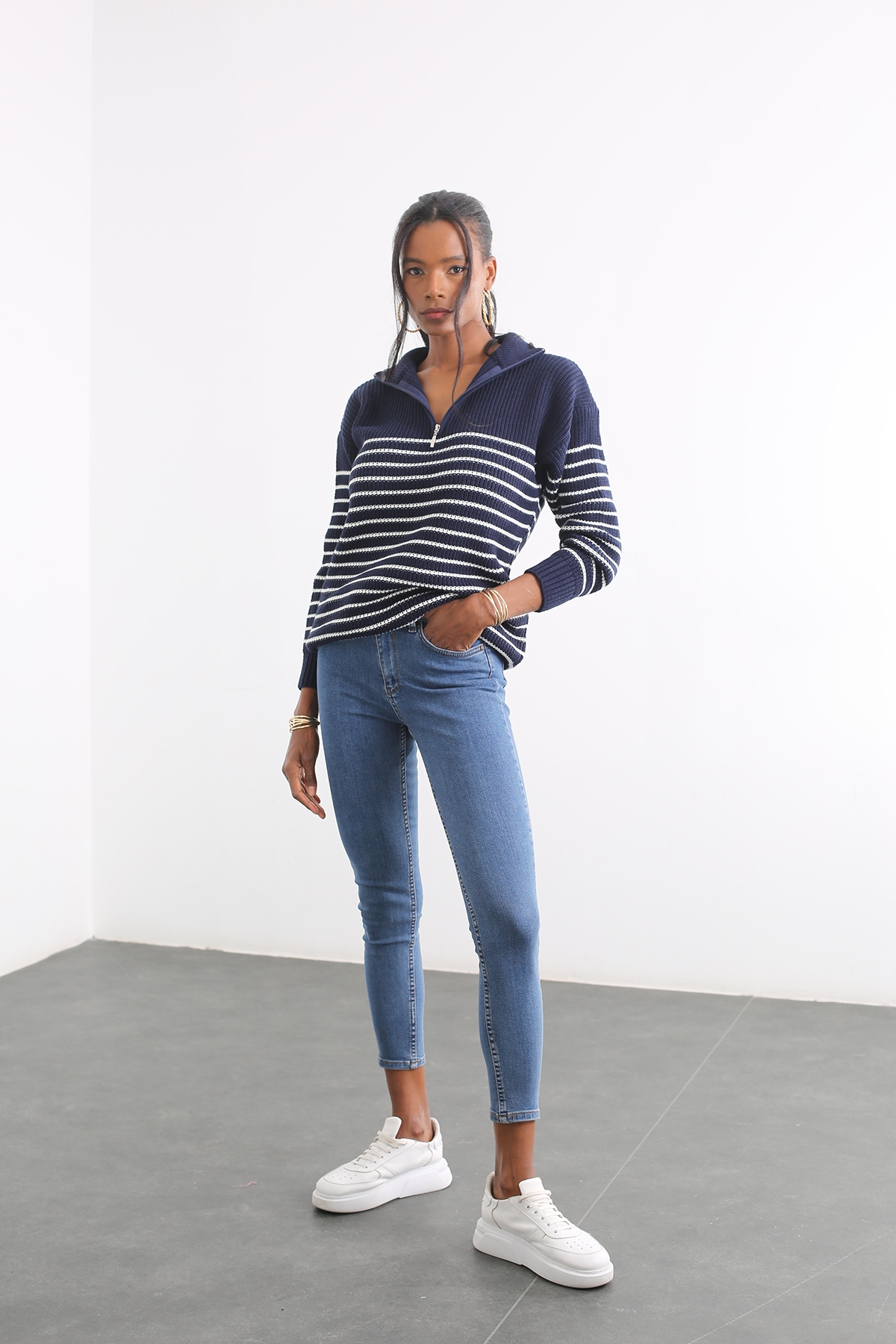 Lacivert Yüksek Bel Skinny Jean 142