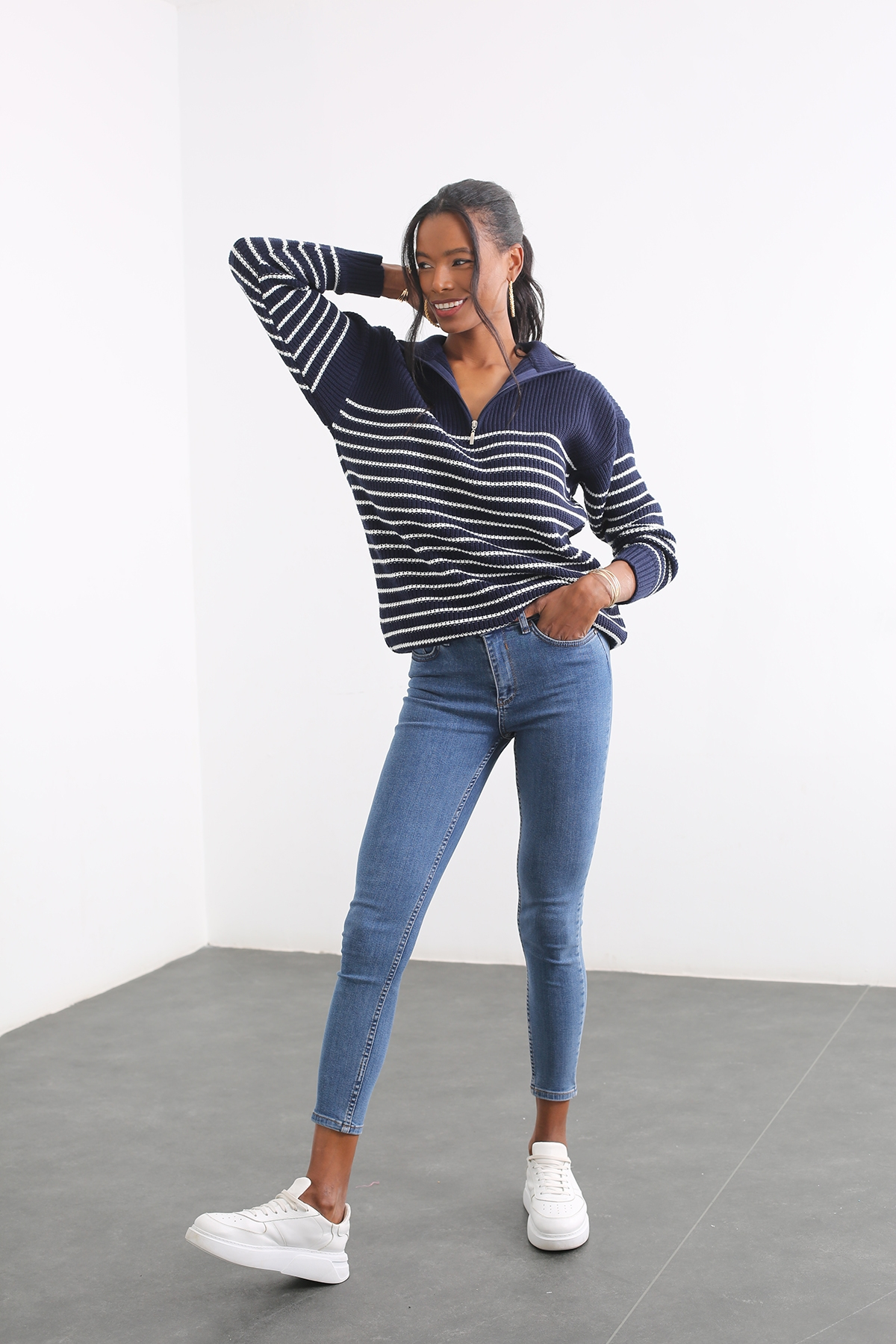 Lacivert Yüksek Bel Skinny Jean 142