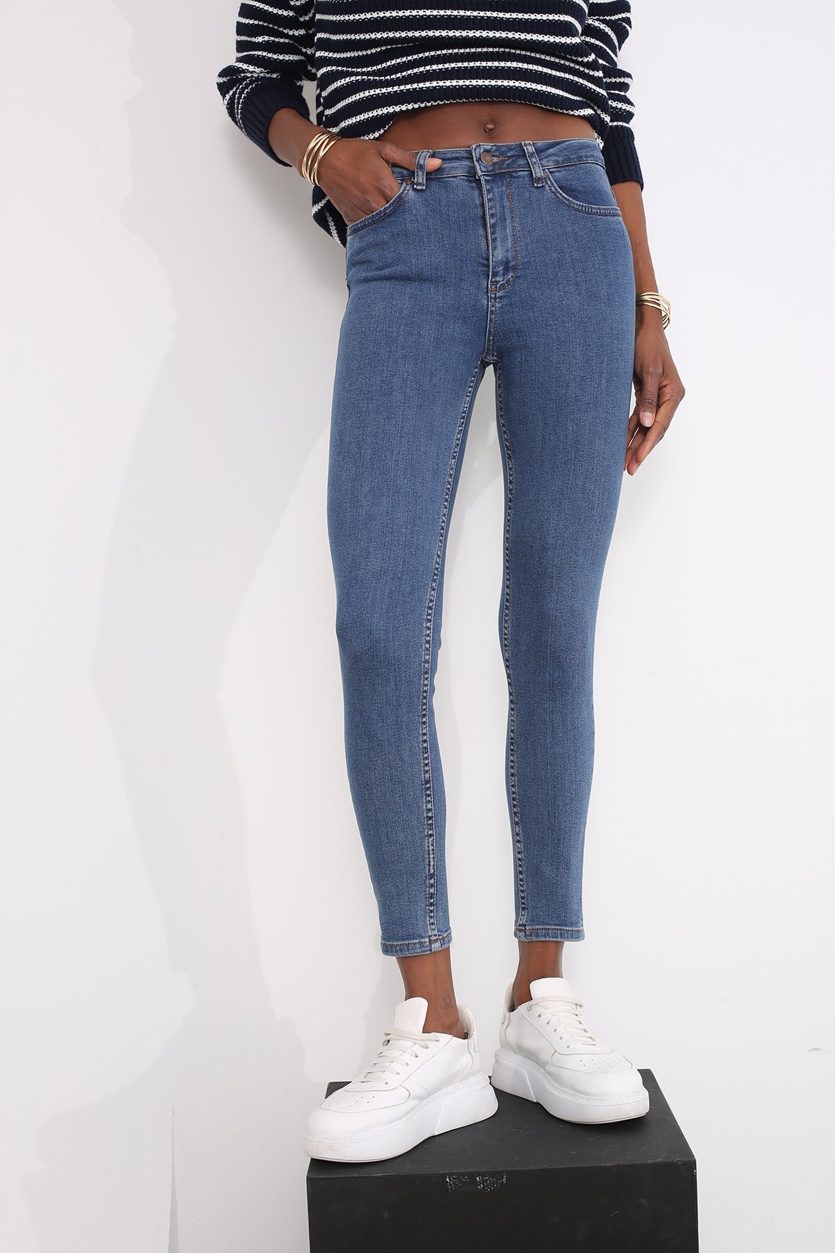 Lacivert Yüksek Bel Skinny Jean 142
