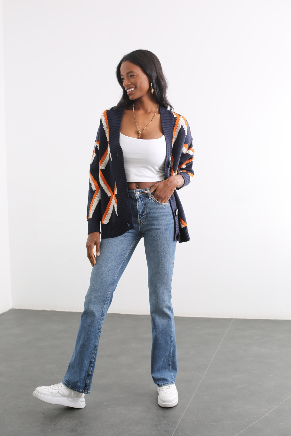 Lacivert Yüksek Bel Straight Fit Jean 60