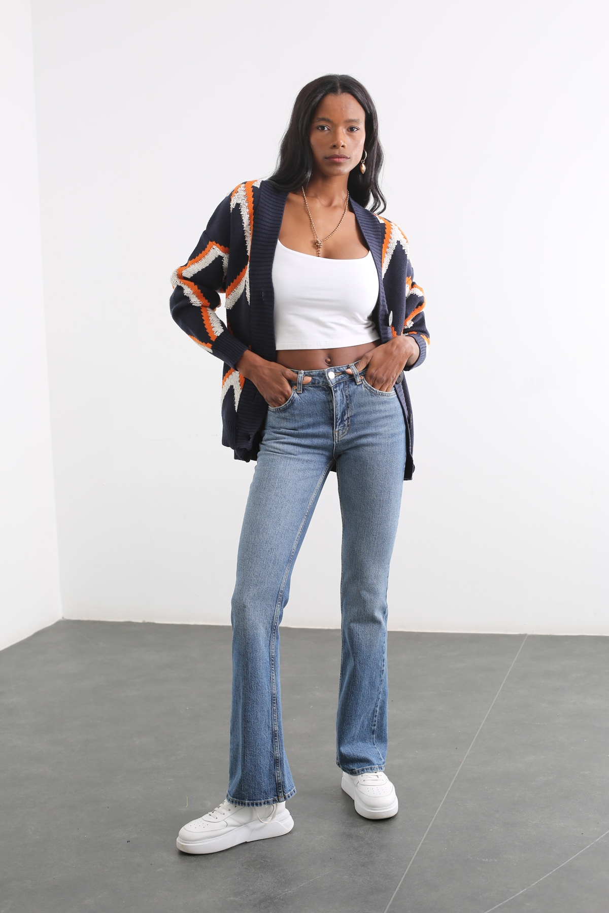 Lacivert Yüksek Bel Straight Fit Jean 60
