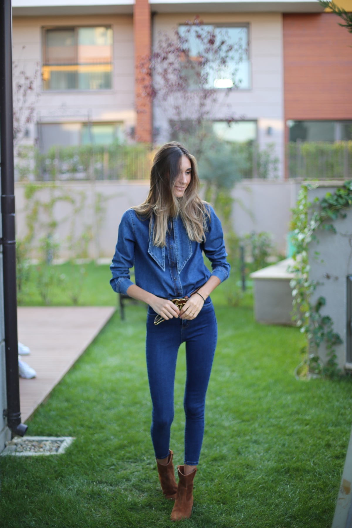 Lacivert Yüksek Bel Toparlayan Slim Fit Jean