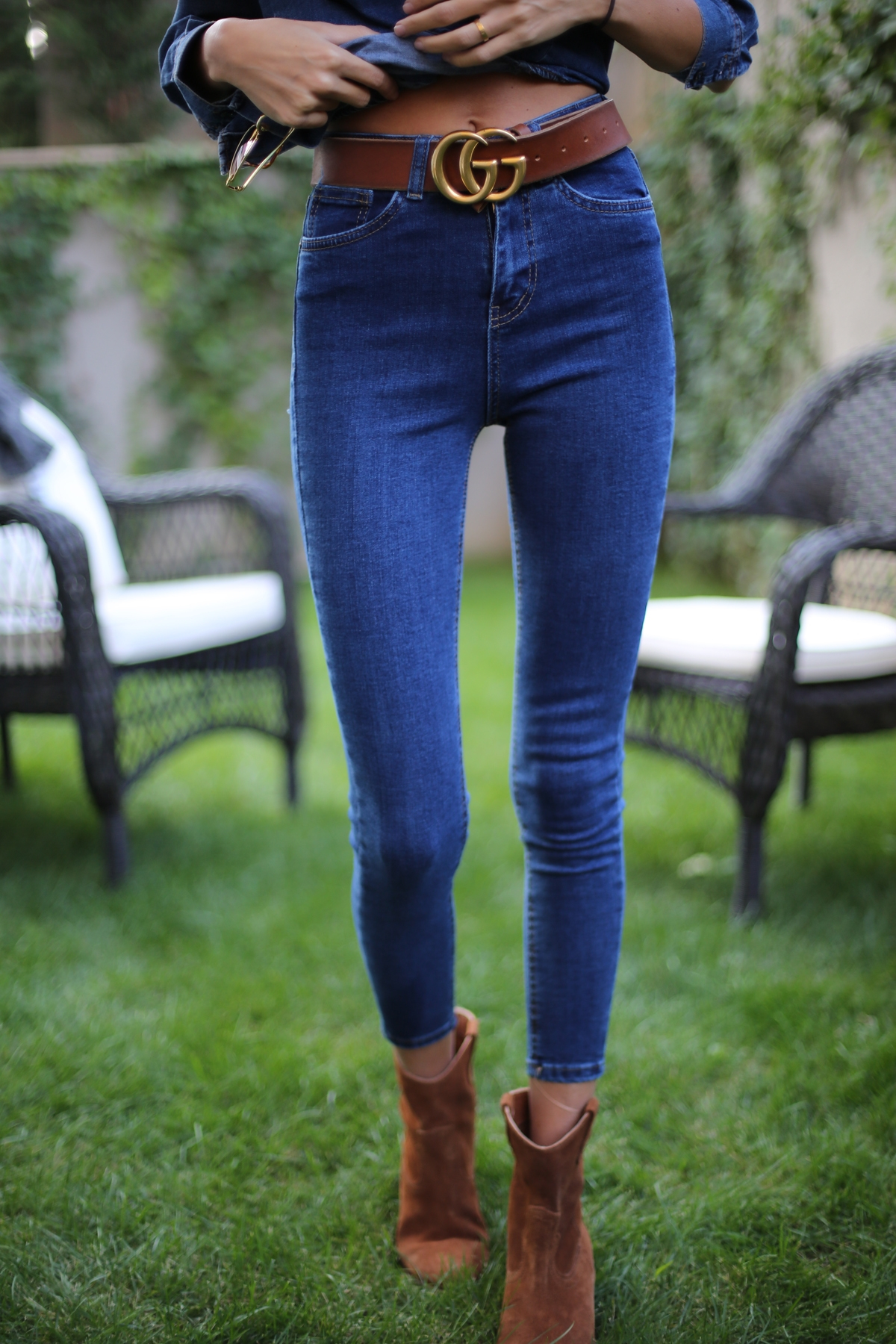 Lacivert Yüksek Bel Toparlayan Slim Fit Jean