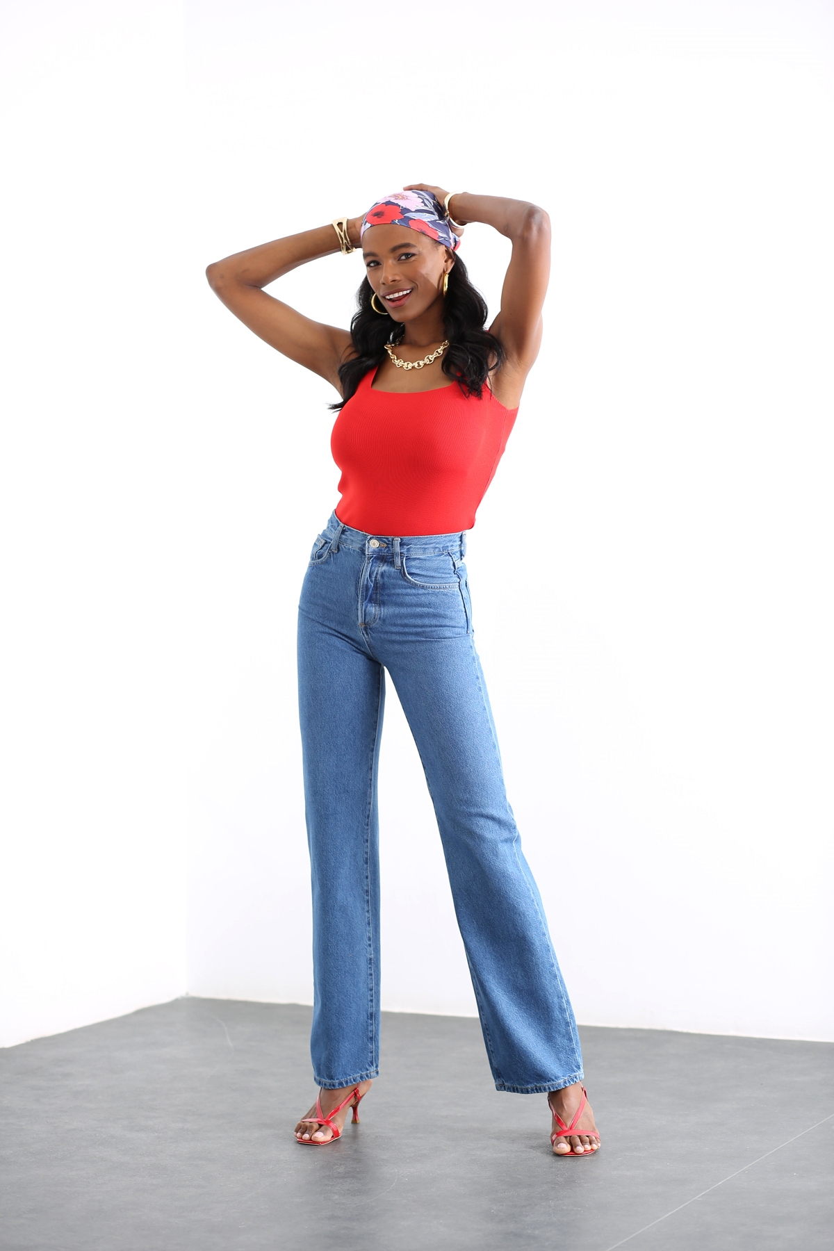 Lacivert Yüksek Bel Wide Leg Jean 