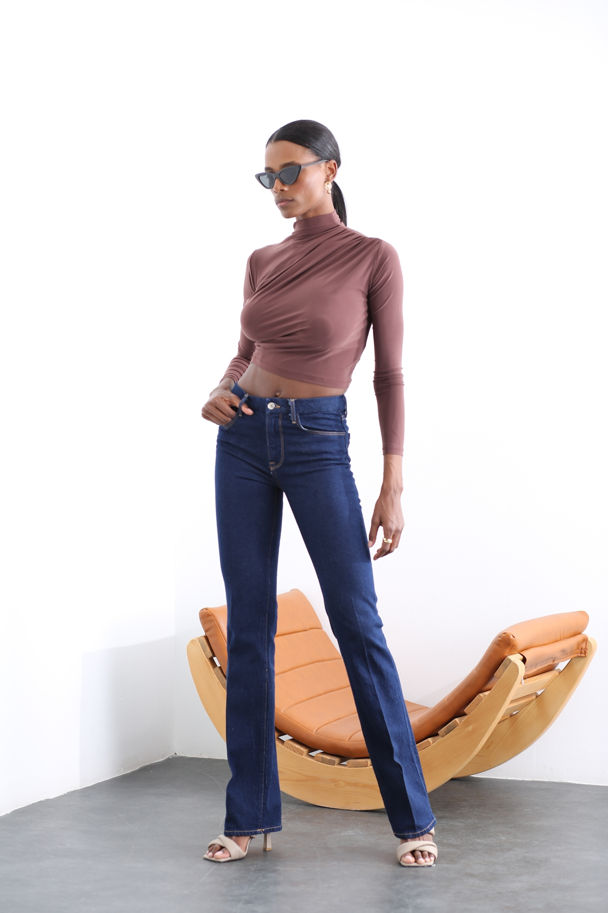 Lacivert Yüksek Bel Wide Leg Jean 0085